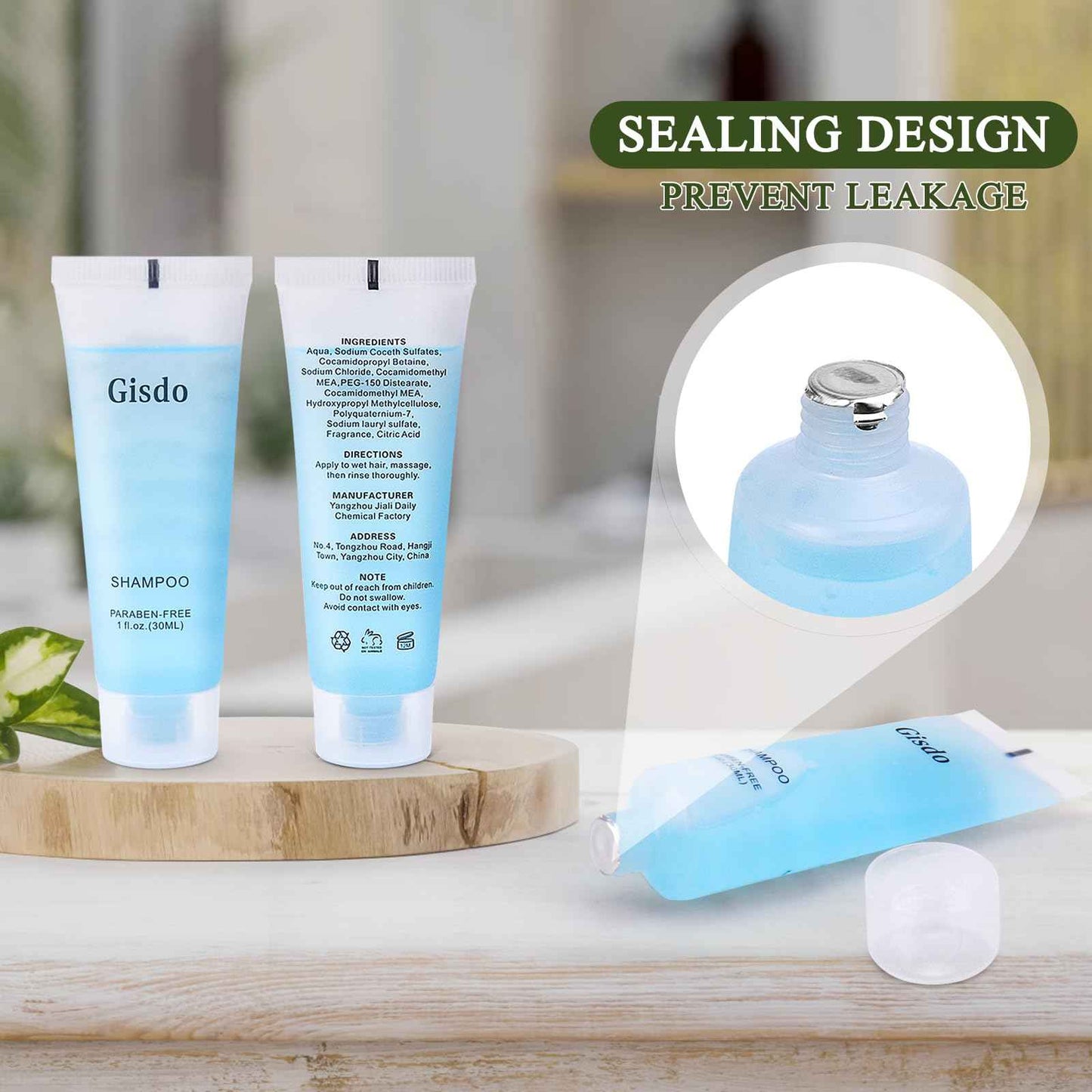 Gisdo 200 Pack Travel Size Shampoo Bulk, 30mL, 1 oz Hotel Shampoo Supplies for Guests, AirBnB Essentials, Travel Size Toiletries Bulk