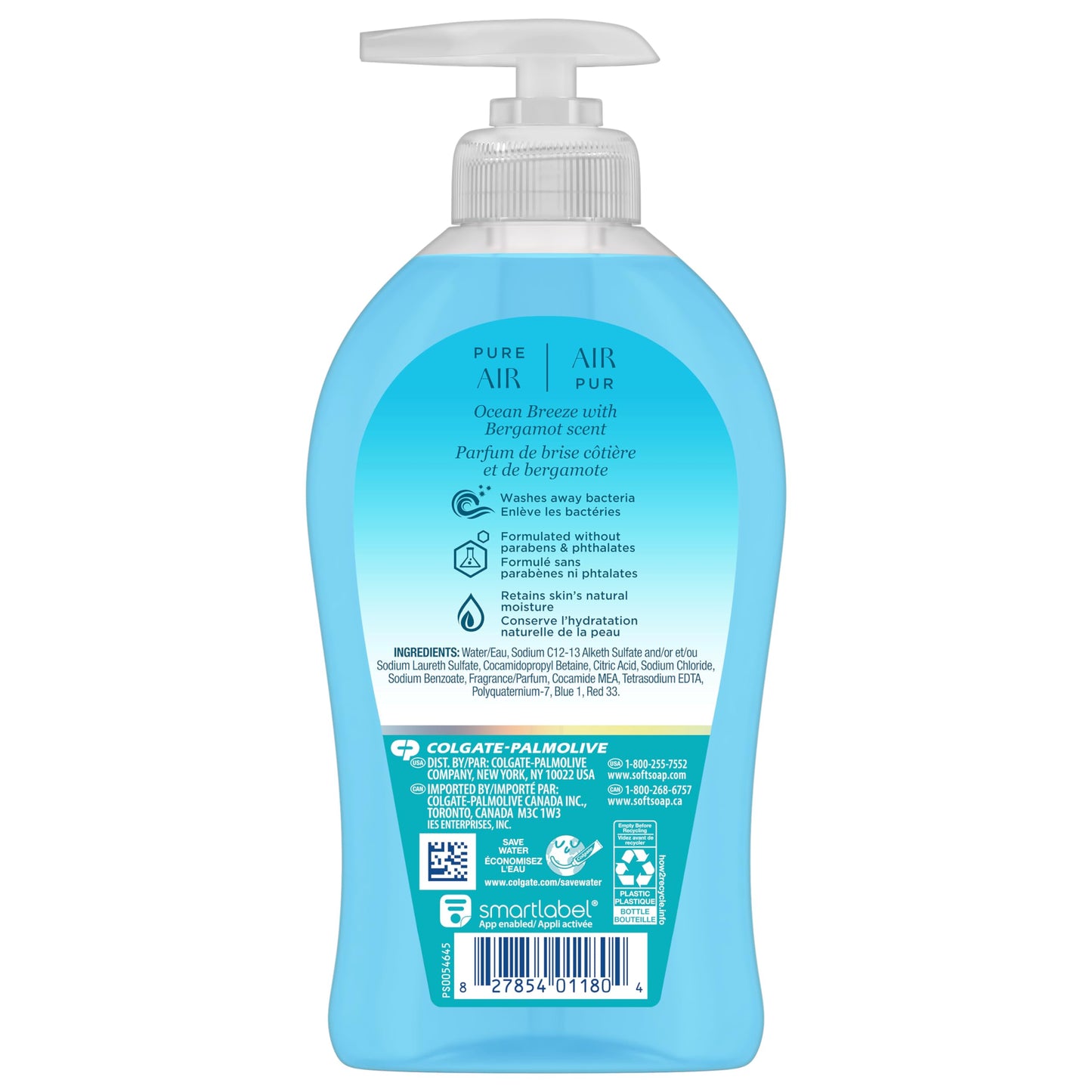 Softsoap Pure Air Liquid Hand Soap, Ocean Breeze with Bergamot Scent, 11.25 oz Bottle, 6 Pack