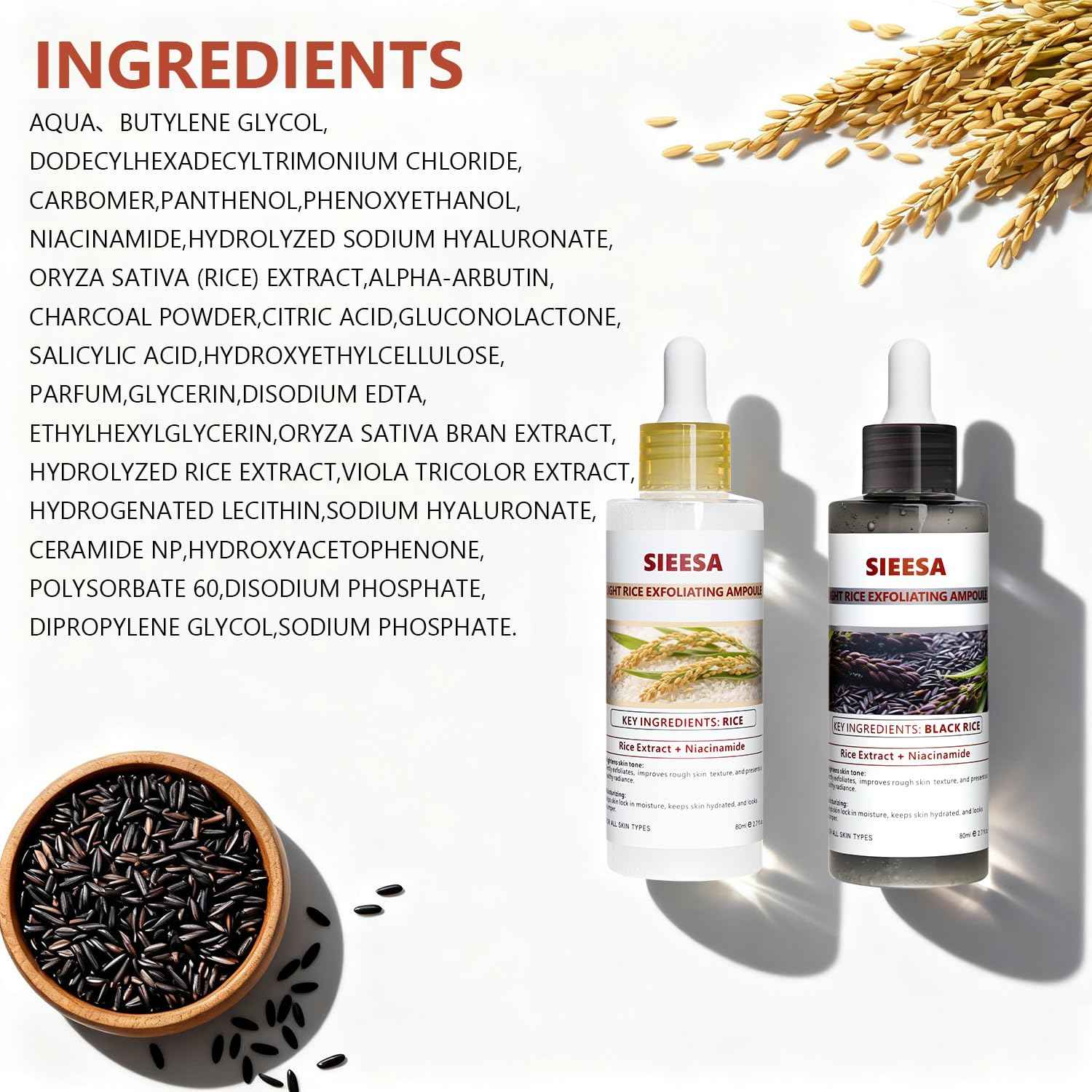 Rice Peel Shot,Peel Shot Glow Rice Ampoule Duo, White&Black Rice Exfoliant,Removes Dead Skin and Blackheads,Niacinamide Controls Oil Salicylic Acid Gentle Pore Clean, For Various SkinS(5.4 fl oz)