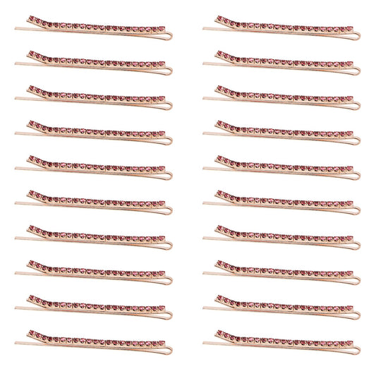 Ondder 20 Pcs Pink Rhinestone Crystal Bridal Hair Pins for Women's Buns and Wedding Hairstyles, Decorative Hair Accessories