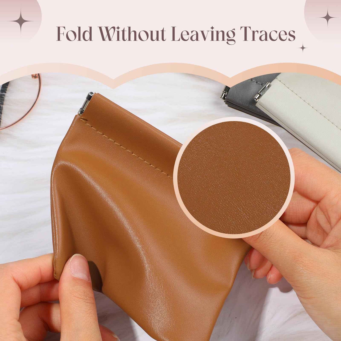 ISKYBOB 4PCS Small Makeup Bag for Purse, Portable Lambskin Pocket Cosmetic Bag Squeeze Top Coin Purse for Women Snap Closure Organizer Pouch Mini Self-Closing Lipstick Pouchic for Travel (Business)