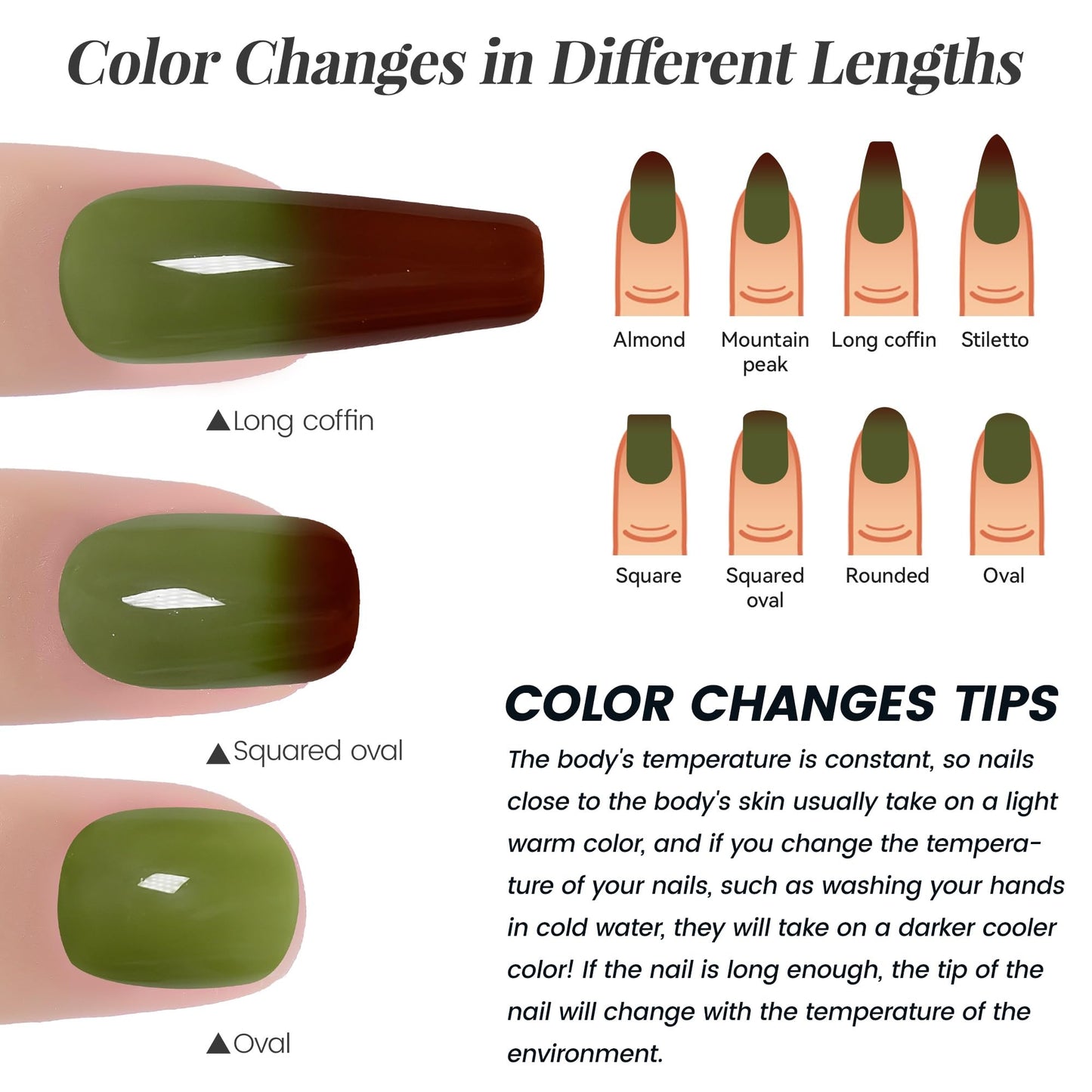 YTD Likomey Color Changing Gel Nail Polish,15ml Translucent Green To Brown Mood Temperature Change Colors Ombre Thermal Salon Home Nail Art Manicure UV Nails Gel Varnish,WB07