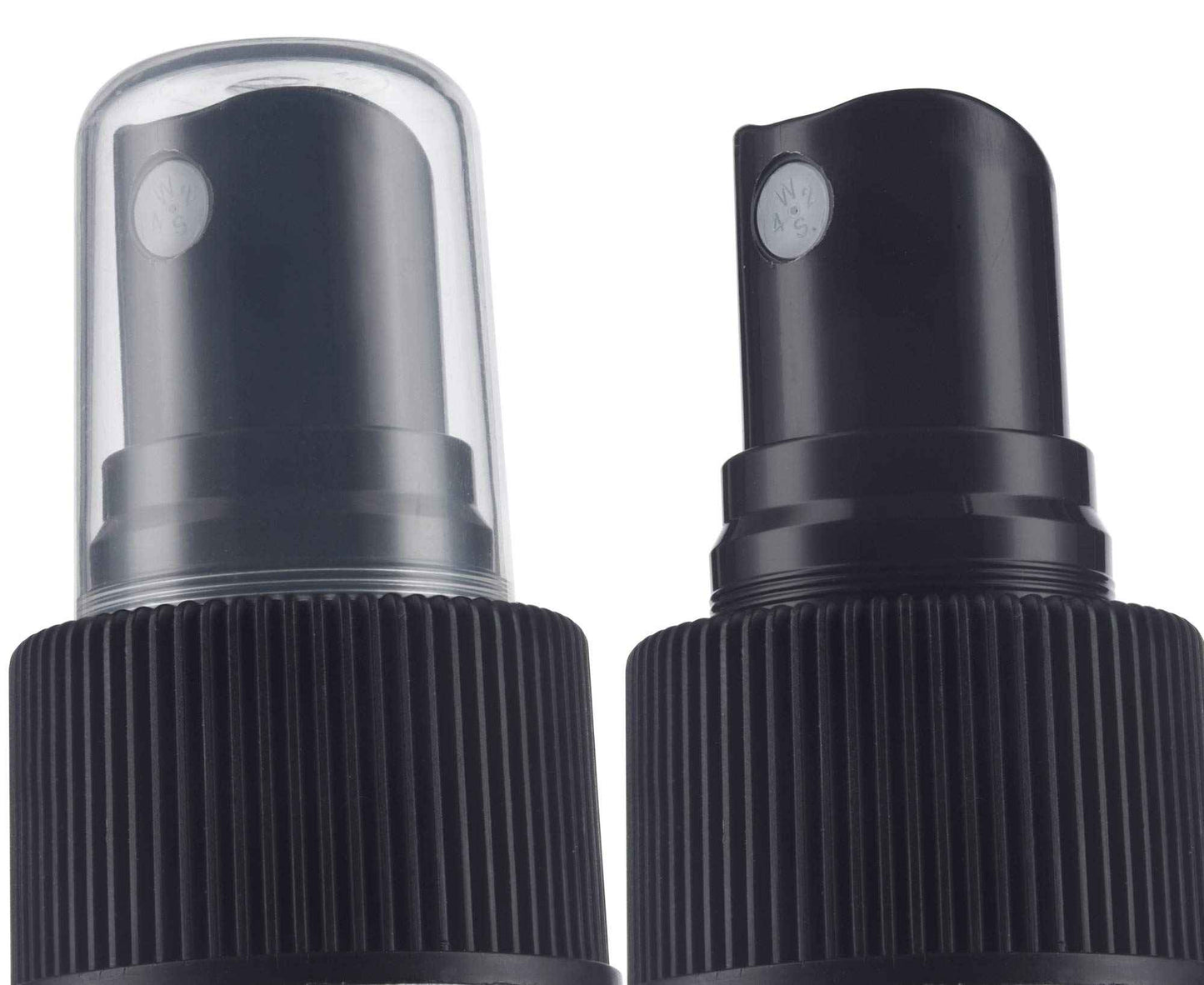 JUVITUS 2 oz Green Glass Boston Round Bottle with Black Fine Mist Spray (12 Pack) + Funnel