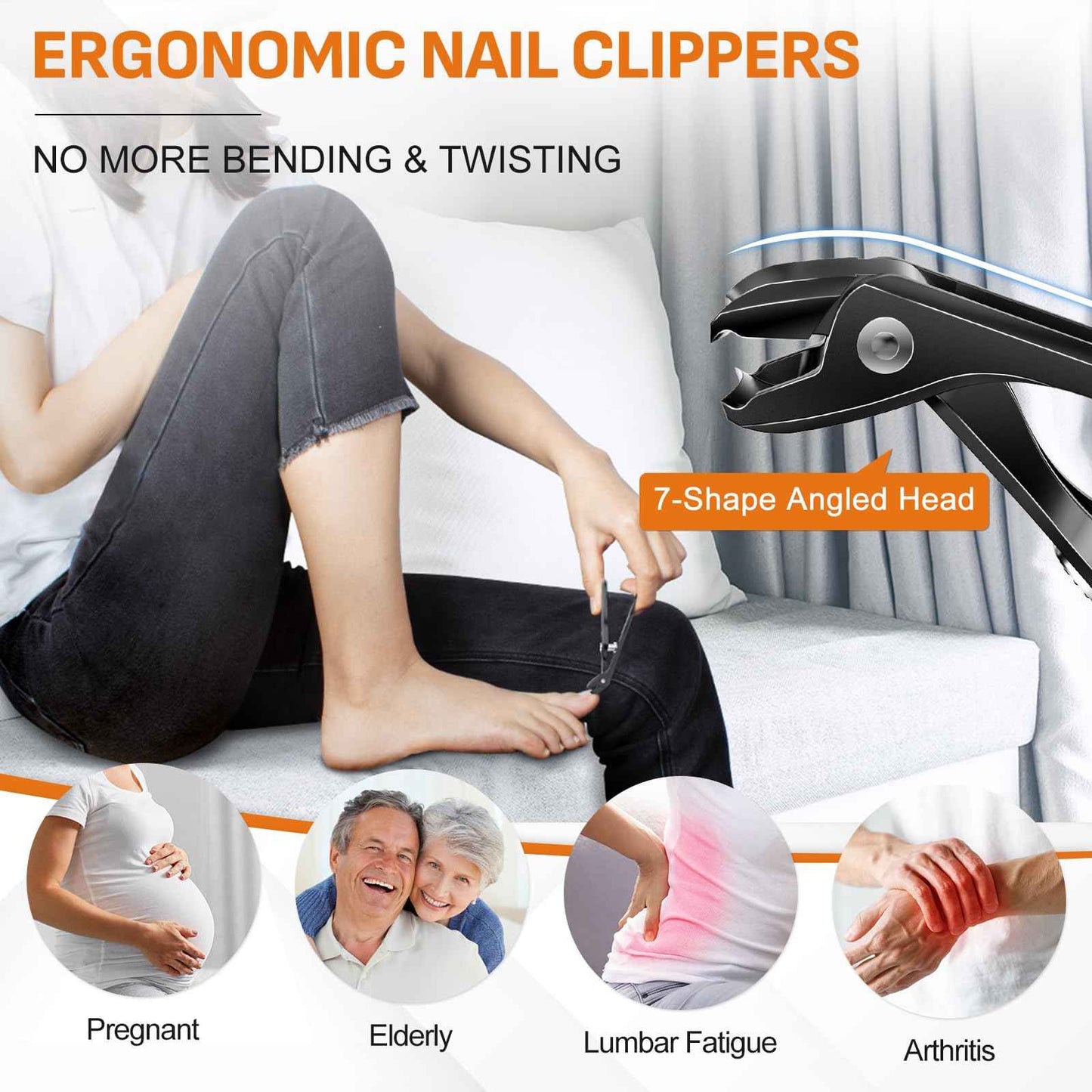 DRMODE Nail Clippers for Men Thick Nails, Angled Head Toe Nail Clippers for Thick Nails for Seniors, Slanted Nail Clippers for Thick Ingrown Nails with Wide Jaw, Heavy Duty Ingrown Toenail Clippers