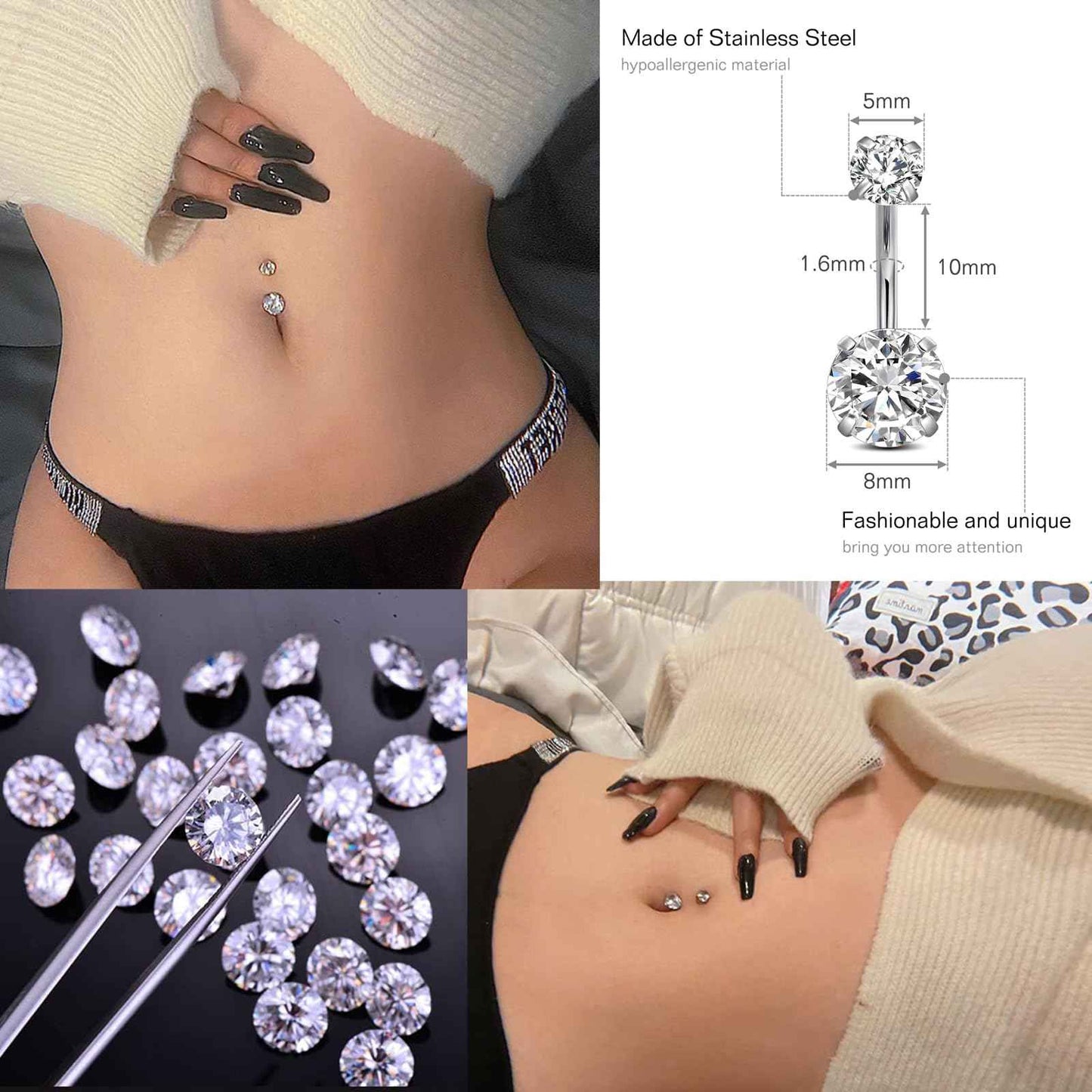 judero Belly Piercing Kit 16Pcs Belly Button Piercing Kit Includes 2Pcs 14G Belly Button Rings 1Piercing Clamp 4Piercing Kits 4Clean Pad 2Piercing Discs 1Marker Pen 2Gloves Piercing Supplies