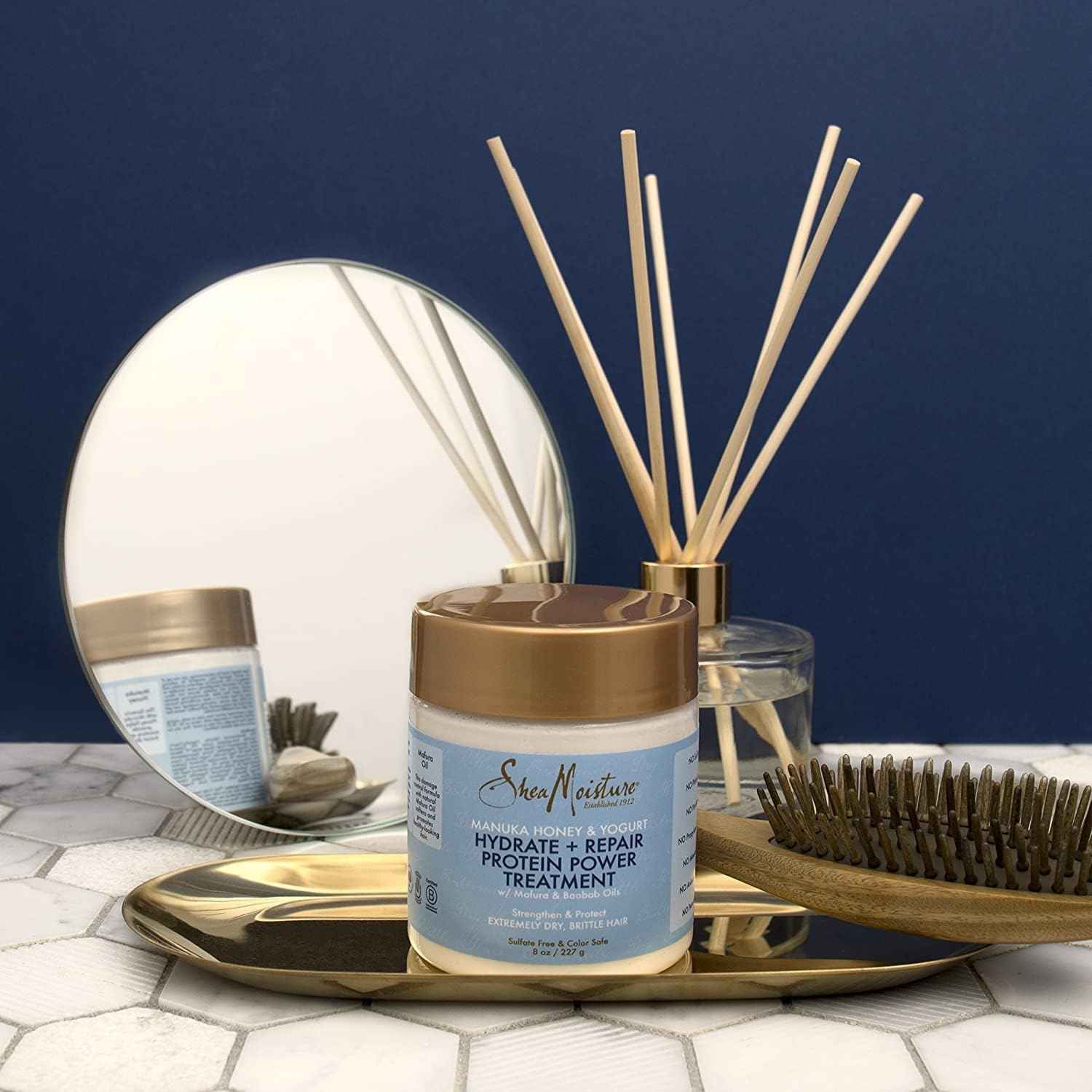 SheaMoisture Hair Mask - Manuka Honey & Yogurt, Hydrate + Repair Protein Power Treatment, Hair Treatment for Dry, Damaged Hair Care with Organic Shea Butter & Castor Oil for Hair, 8 Oz (Pack of 2)