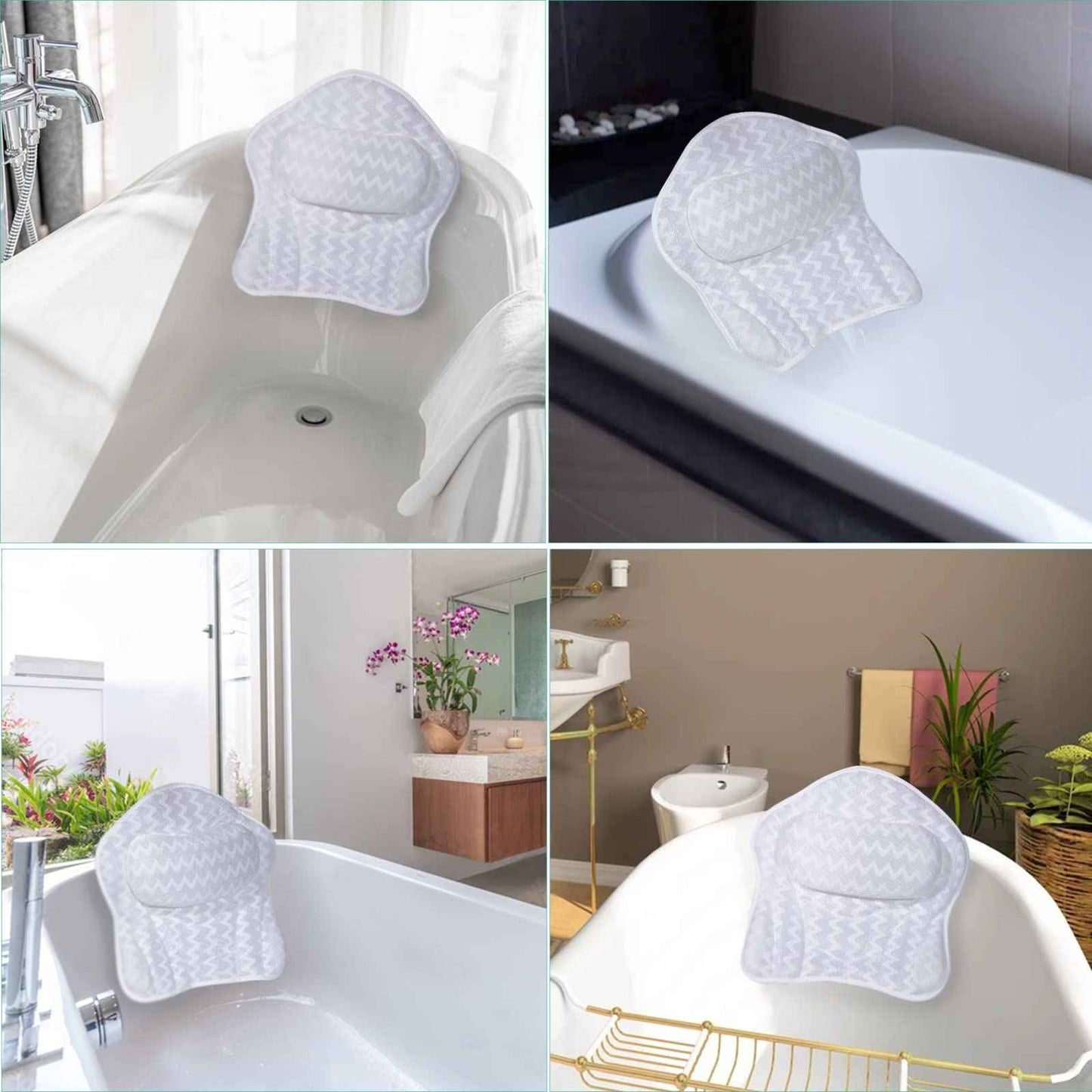 Bath Pillow, Tub Pillow for Bathtub with Strong Non-Slip Suction Cups and Comfortabl 3D AirMesh Bath Pillow for Women &Man…