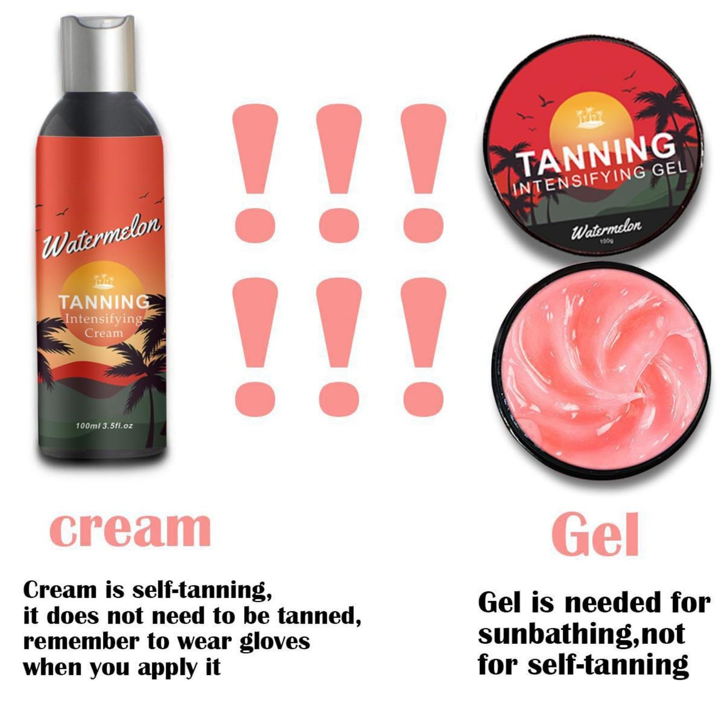 Tanning Lotion Self Tanner, Sunless Self Tanning Cream, Natural Looking Gradual Tan Tanning Accelerator Browning Lotion for Men & Women, Fair to Medium, SPF0 (Water Melon Tanning Gel for Sunbed)