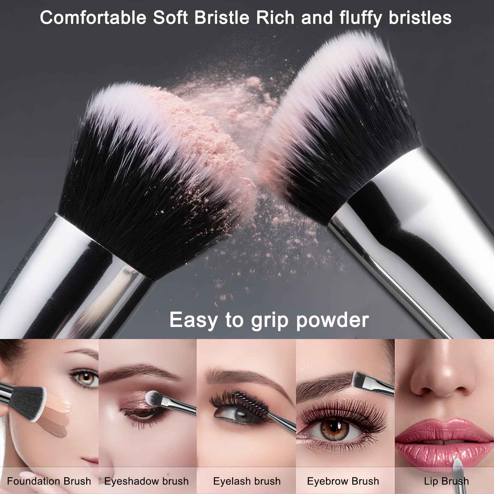 Makeup Brushes, 18 pcs Pro Deluxe Make up Brush Set with Travel Case, Premium Powder Foundation Blending Concealer Blush Eyeshadow Face and Eye Make up Brushes kit with labels for Beginner(Black)