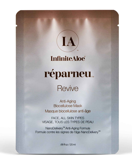 InfiniteAloe Biocellulose Fiber Face Mask, réparneu Revive Anti Aging Face Mask