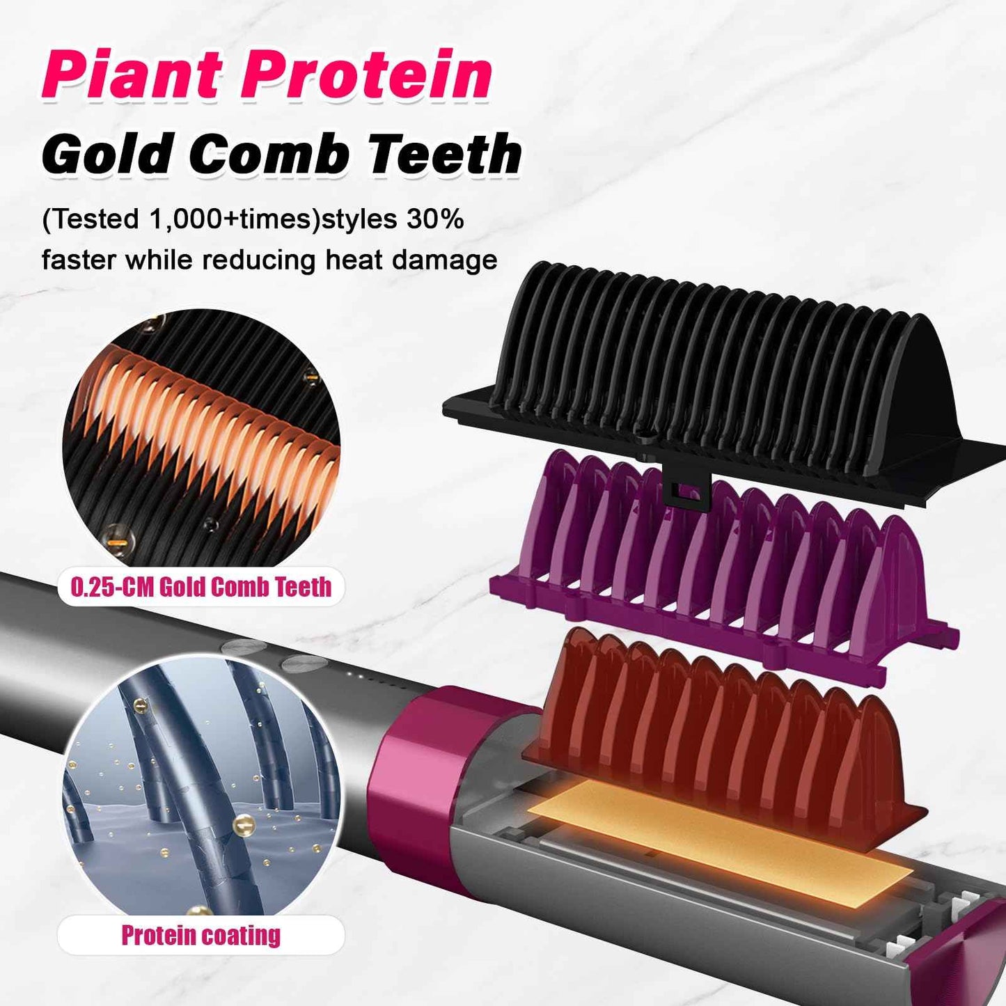 Pourcare 2-in-1 Straightening Heated Comb Three Adjustable Temperature Settings Includes Gloves and Hair Clips Create Silky Smooth Hair just for You