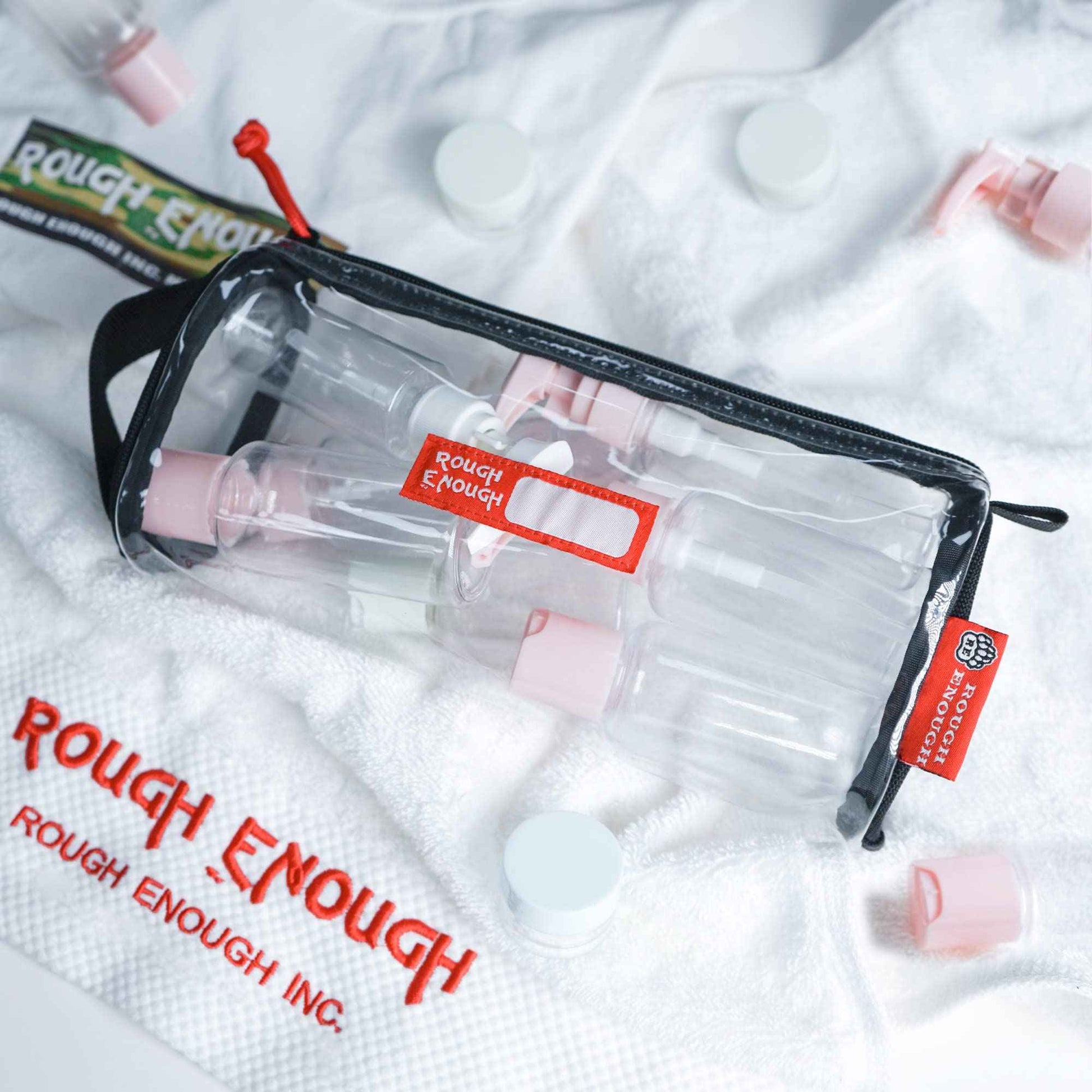 Rough Enough TSA Approved Clear Toiletry Bag for Women Travel Leakproof Makeup Organizer Cosmetic Case with handle