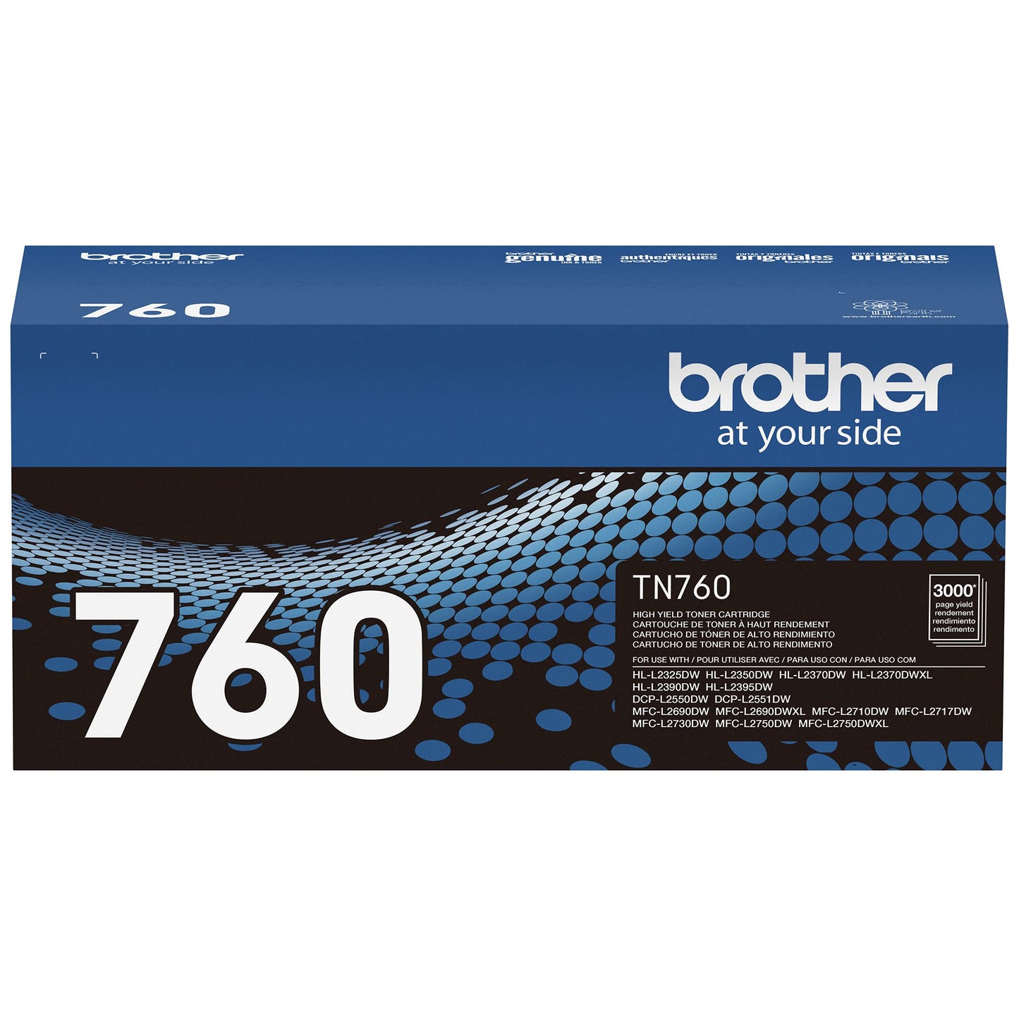 Brother Genuine TN760 High Yield Black Toner Cartridge, (for use with MFC-L2710DW MFC-L2750DW HL-L2350DW HL-L2370DW HL-L2395DW HL-L2390DW DCP-L2550DW Printers) (Pack of 3)