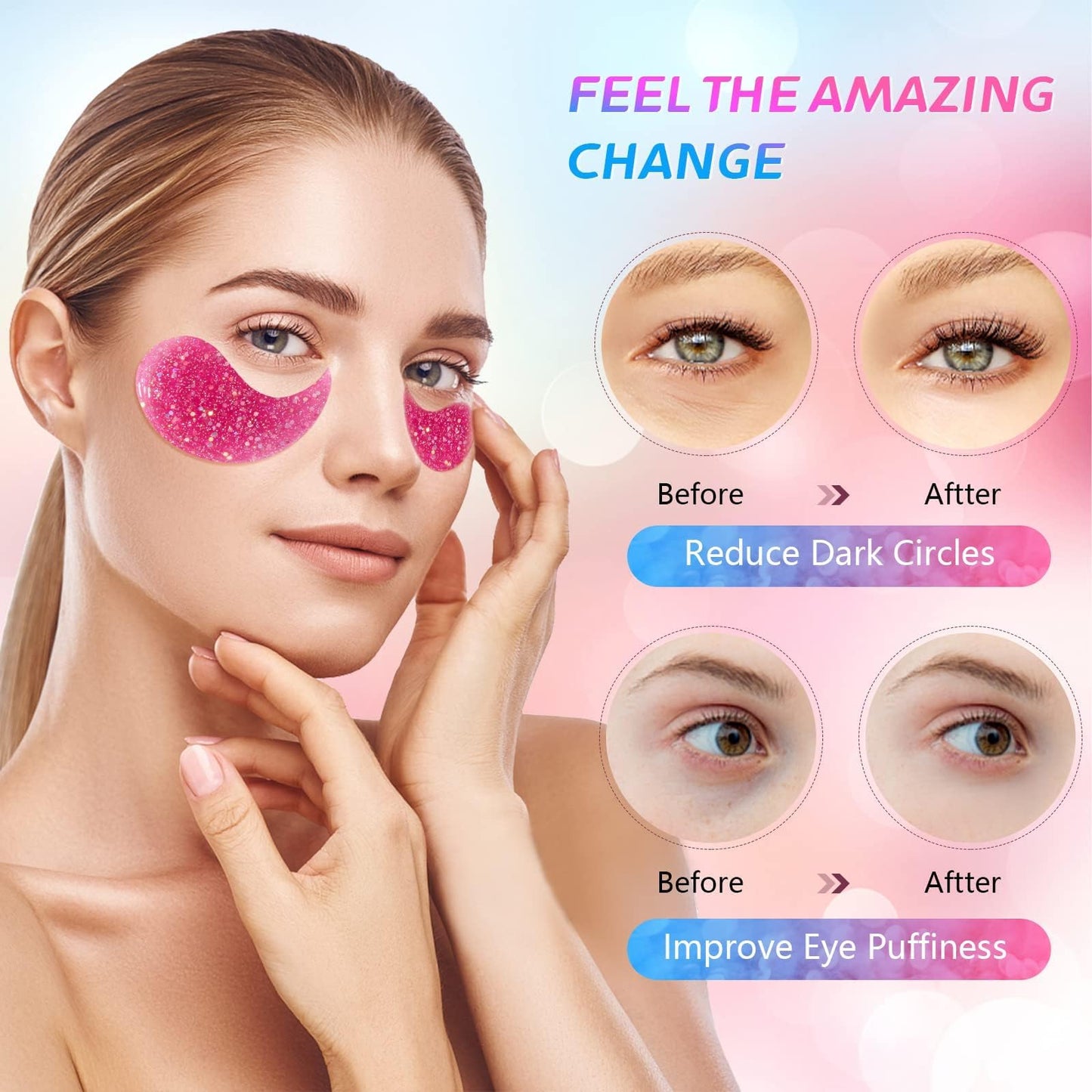 Under Eye Patches - 30 Pairs Collagen Under Eye Masks, Under Eye Patches For Dark Circles and Puffiness, Eye Patches For Puffy Eyes, Revitalize and Moisturize, Under Eye Treatment For Women