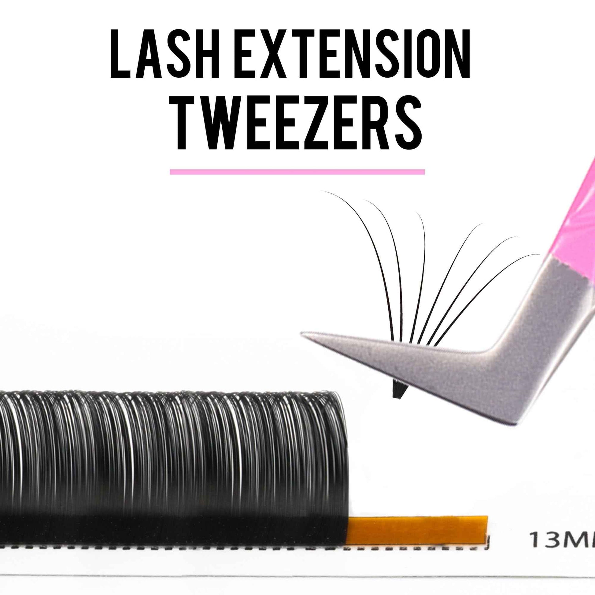 Fiber Tip Lash Tweezers For Eyelash Extension 4 Pcs Tweezers Professional Artist Tech Work Kit Tools,Best Volume Eyelash Lashes Extensions Precision Supplies Volume Boot 90 45 Degree(Omber pink)