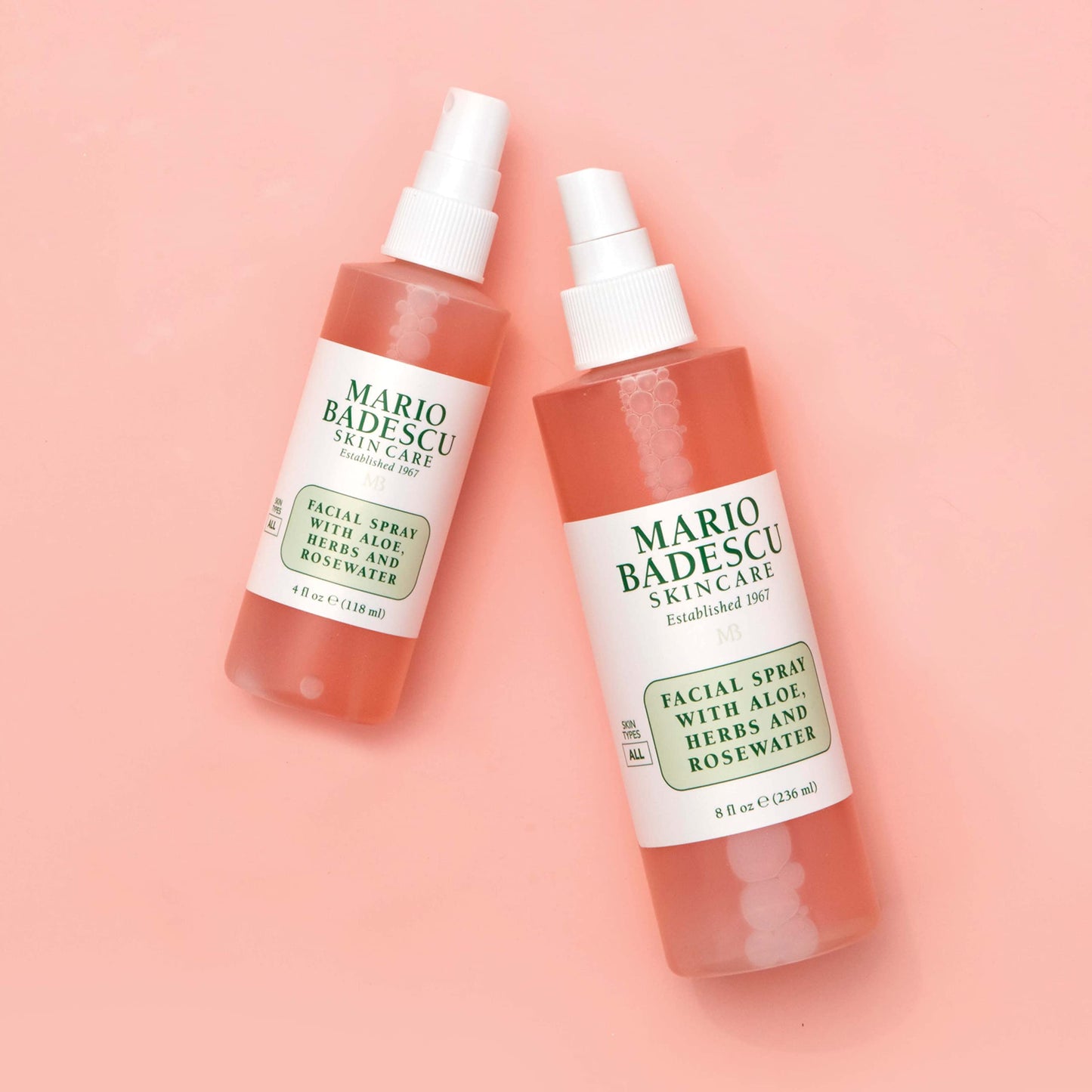 Mario Badescu Facial Spray with Aloe, Herbs and Rose Water for All Skin Types, Face Mist that Hydrates, Rejuvenates & Clarifies, 4 FL OZ(Pack of 2)