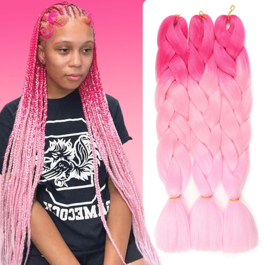 Ombre Pink Braiding Hair Extensions Ombre Braiding Hair 3 Packs 24 inch Synthetic Hair for Braiding