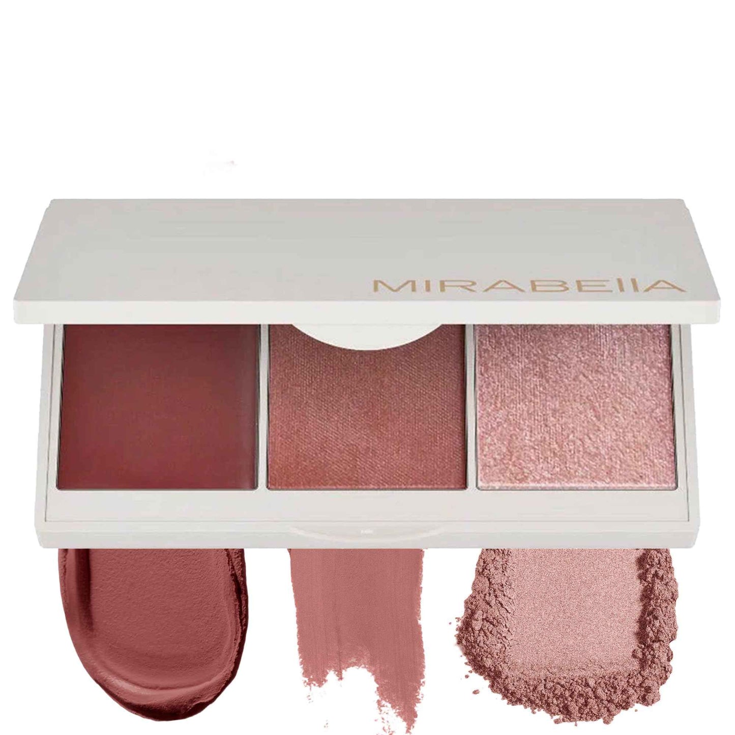 MIRABELLA - Spellbound Pro Face Trio Powder and Cream Blush Palette with Powder Highlighter & Cream Blush, Lightweight Buildable 3-in-1 Highlighters Makeup for a Sculpted Look, All Skin Types