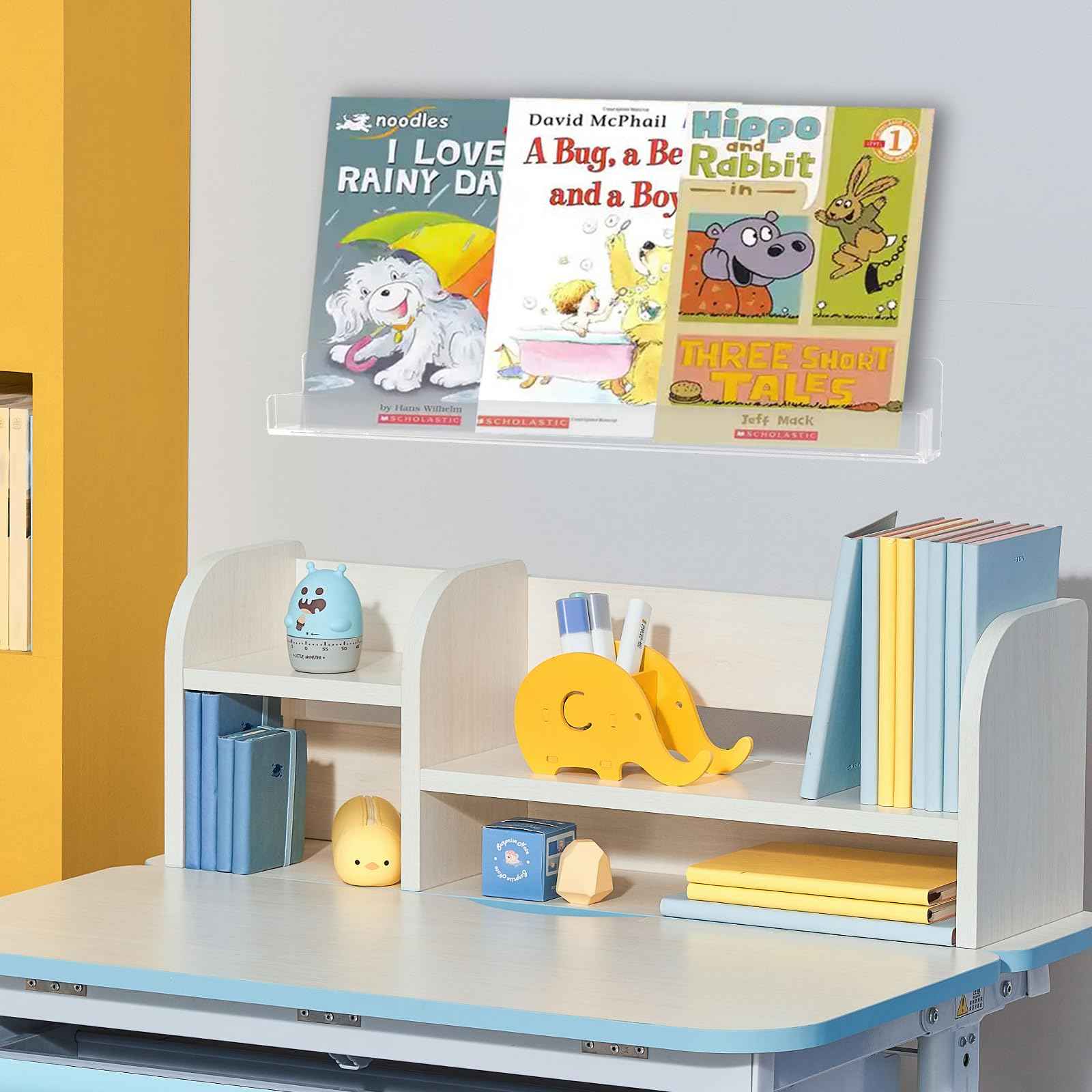 SOVQUEST Nail Polish Shelf Wall Acrylic Clear 15 Inch Rack Sunglass Organizer Multi-Purpose Floating Shelves for Beauty Salons Retailer Dressing Room (6 PCs)