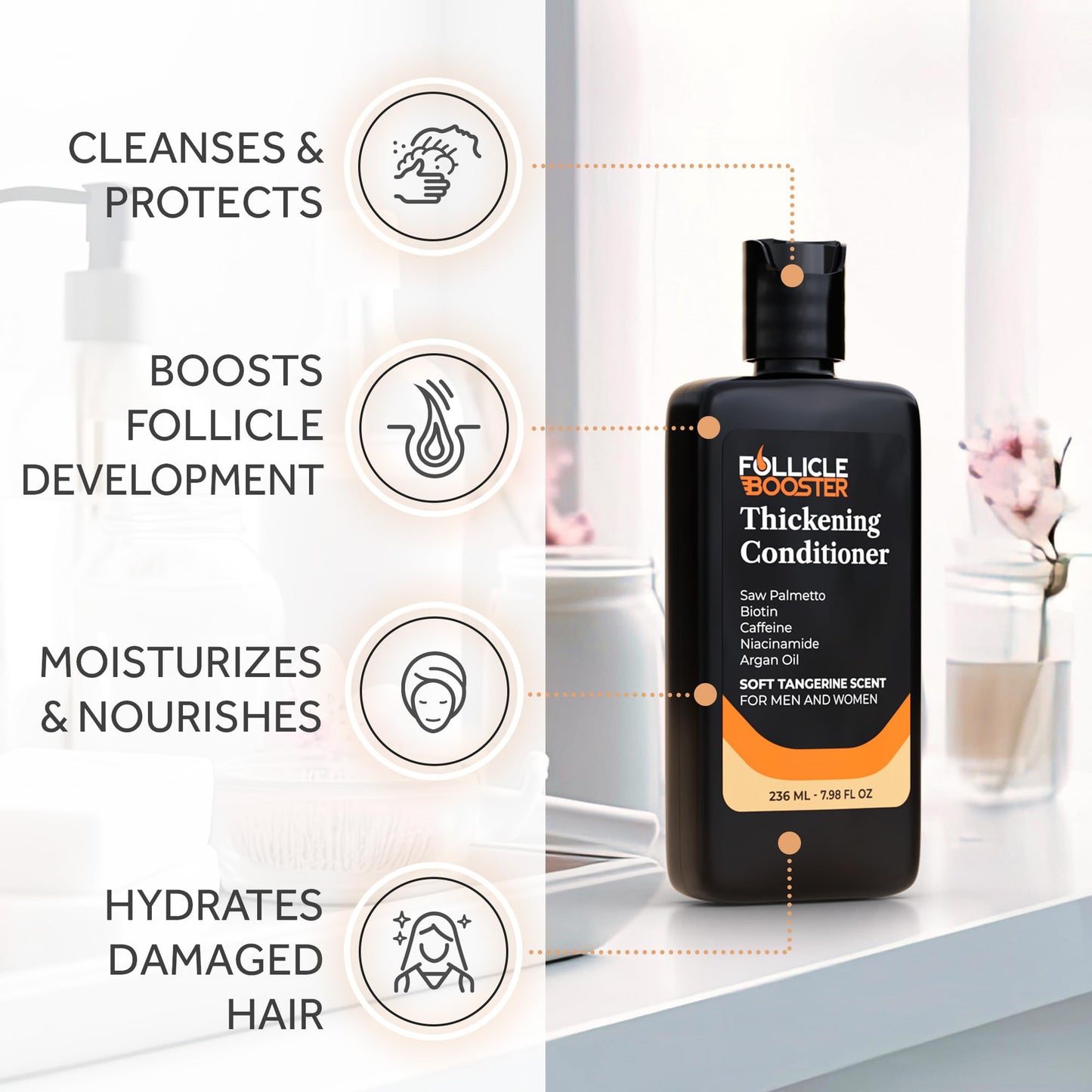 Biotin Hair Growth Conditioner for Men and Women - Treatment for Thinning Hair and Hair Loss with Natural and Vegan DHT Blockers - Caffeine, Saw Palmetto, Niacin, Zinc - Cruelty and Paraben Free