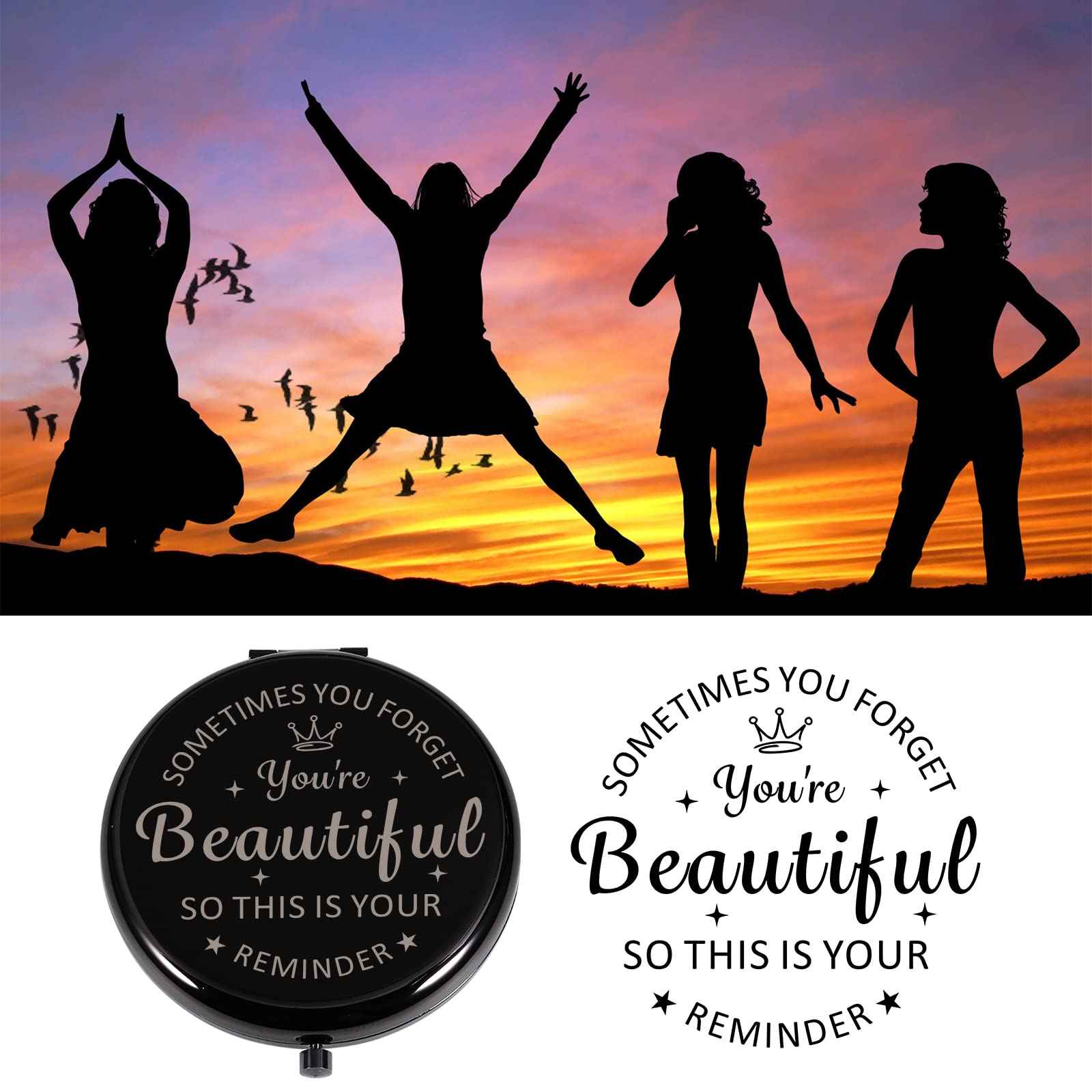 XPENMULBOJA 2025 Christmas Stocking Stuffer for Adult, Personalized Gifts for Women Girls, Compact Mirrors for Daughter Sister Friends, Pocket Mirror Small Gifts for Women