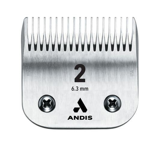 Andis 63030 Ceramic Edge Carbon-Infused Detachable Steel Clipper Blade - Ceramic Cutting Technology, Stays Sharper Longer - Fits All Andis Series - Size 2, 1/4-Inch (6.3mm) Cut Length, Silver