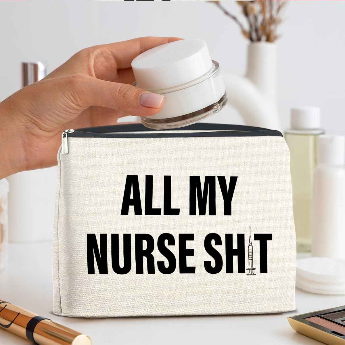 UPNEGE Funny Nurse Makeup Bag Gifts for Women, RN Nurse Practitioner Nursing Assistant Gifts Cosmetic Bag Zipper Pouch