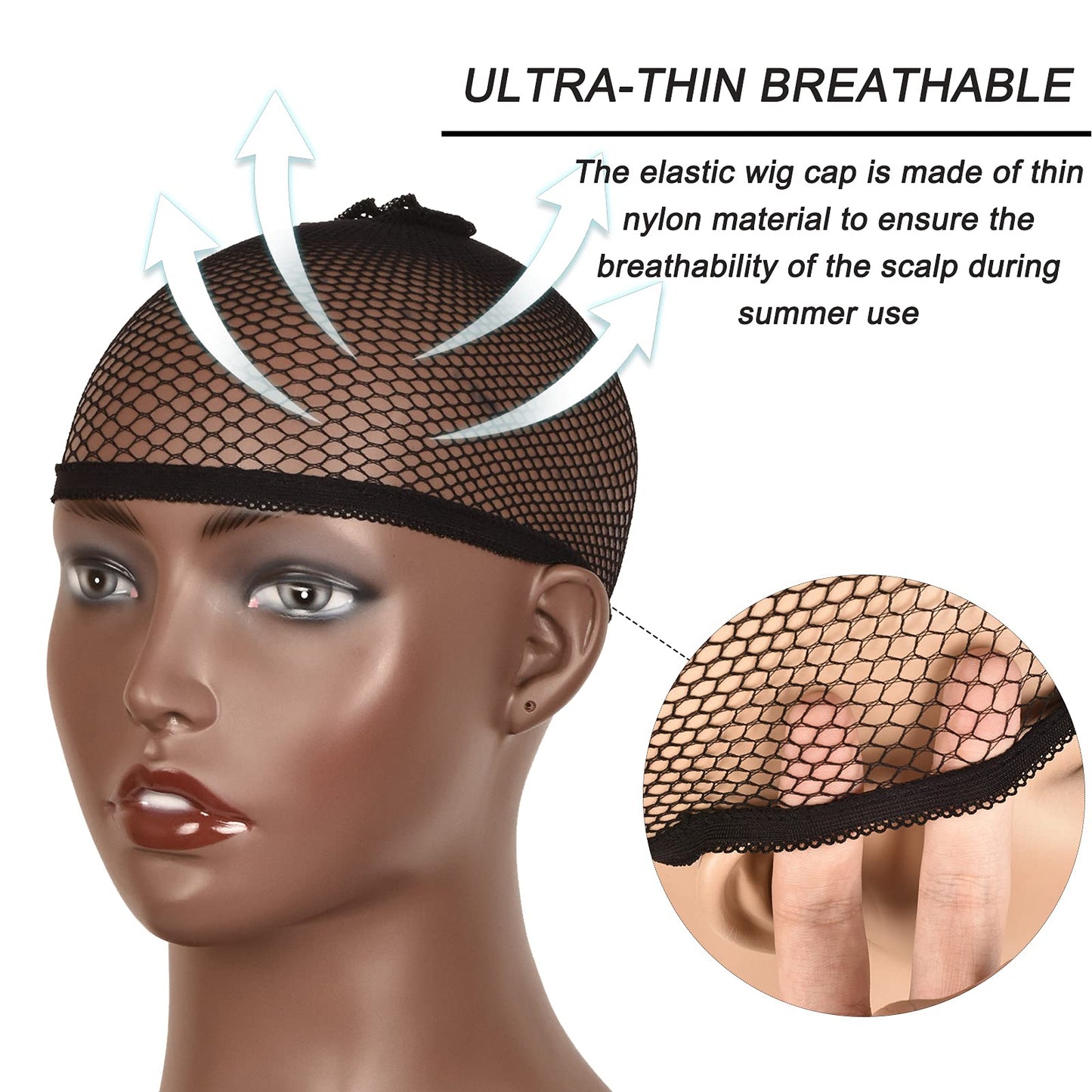 Wig Caps,Smilco 10 Pieces Mesh Wig Cap Net,Weaving Hair Net,Fishnet Wig Cap For Women(Black)