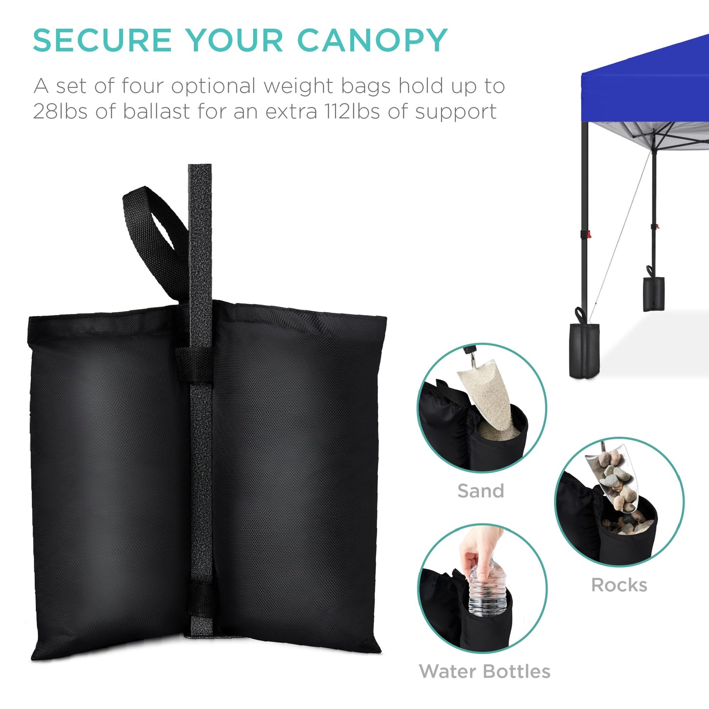 Best Choice Products 8x8ft 1-Person Setup Pop Up Canopy Tent Instant Portable Shelter w/ 1-Button Push, Case, 4 Weight Bags - Resort Blue