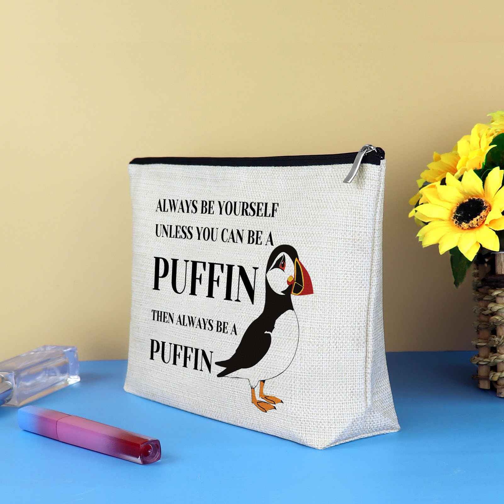 Puffin Gifts Puffin Bird Lover Gift Cosmetic Bag Animal Lover Gift for Women Makeup Bag Birdwatcher Gifts Seabird Gift Idea Christmas Birthday Graduation Gift for Daughter Friends Sister Travel Pouch