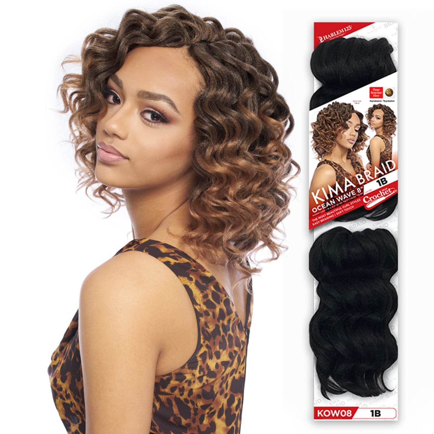 Harlem 125 Kima Braid Ocean Wave 8" 4-PACK (8", 1B Off Black)