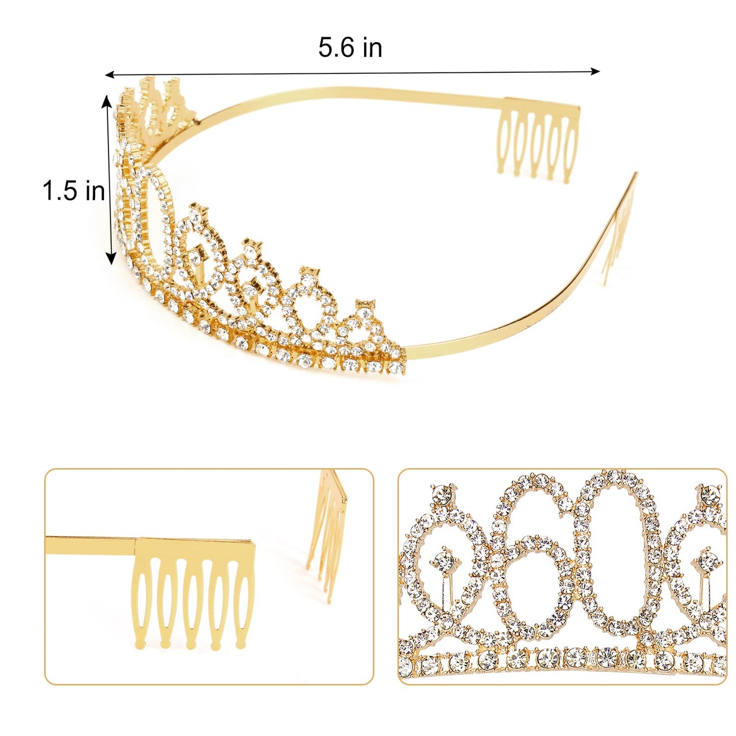 Tihebax 60th Birthday Sash and Tiaras for Women, 60th Birthday Decorations Women Fabulous Sash and Crown for Women 60 & Fabulous Birthday Gifts for Happy 60th Birthday Party Favor Supplies (Gold)