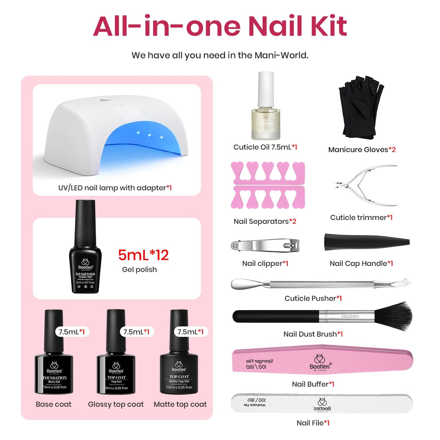 Beetles Gel Polish with Led Light Nail Lamp 12 Colors Manicure Kits, Kiss of the Rose White Nude Gel Nail Polish Grey Diy Home Gifts for Girls Women