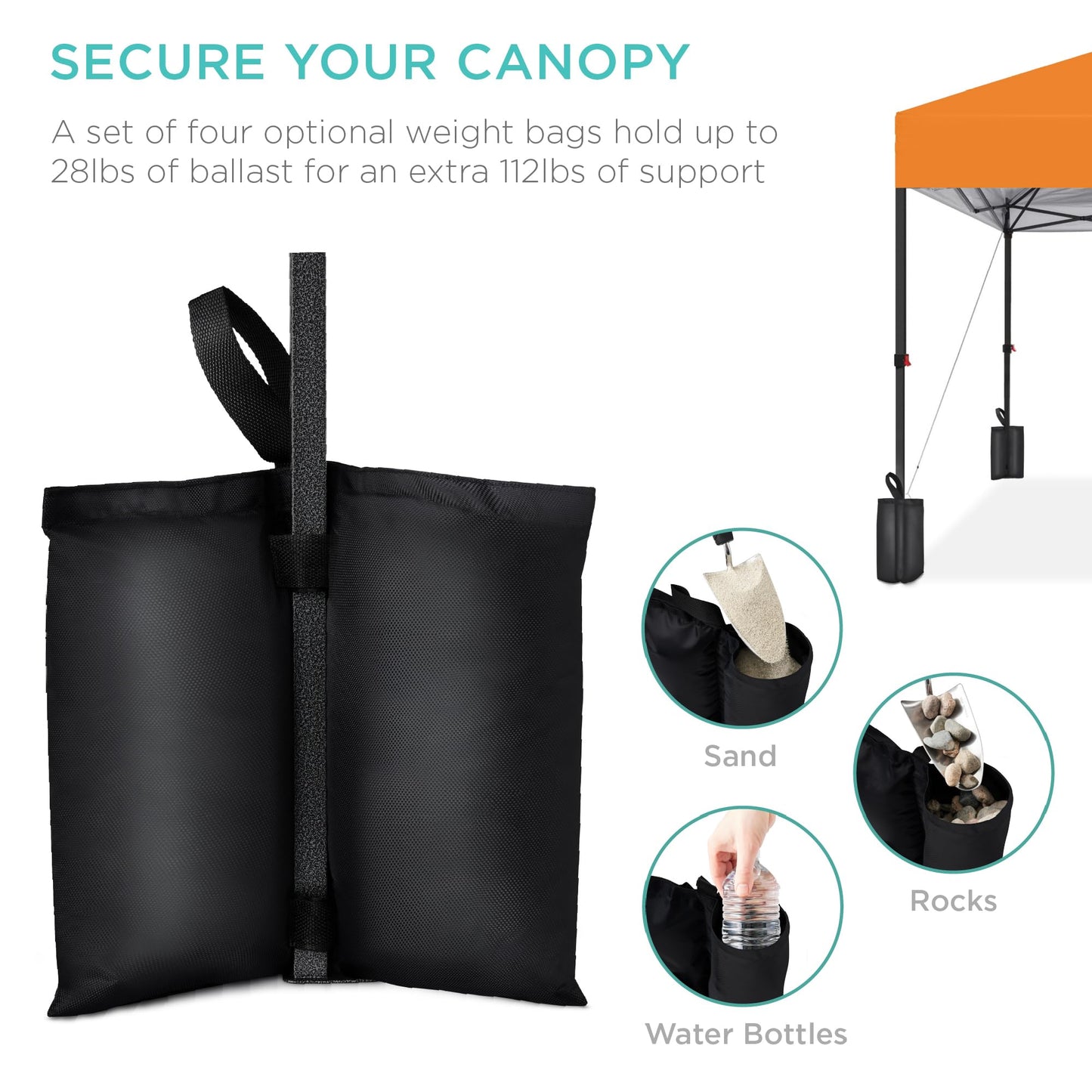 Best Choice Products 8x8ft 1-Person Setup Pop Up Canopy Tent Instant Portable Shelter w/ 1-Button Push, Case, 4 Weight Bags - Orange