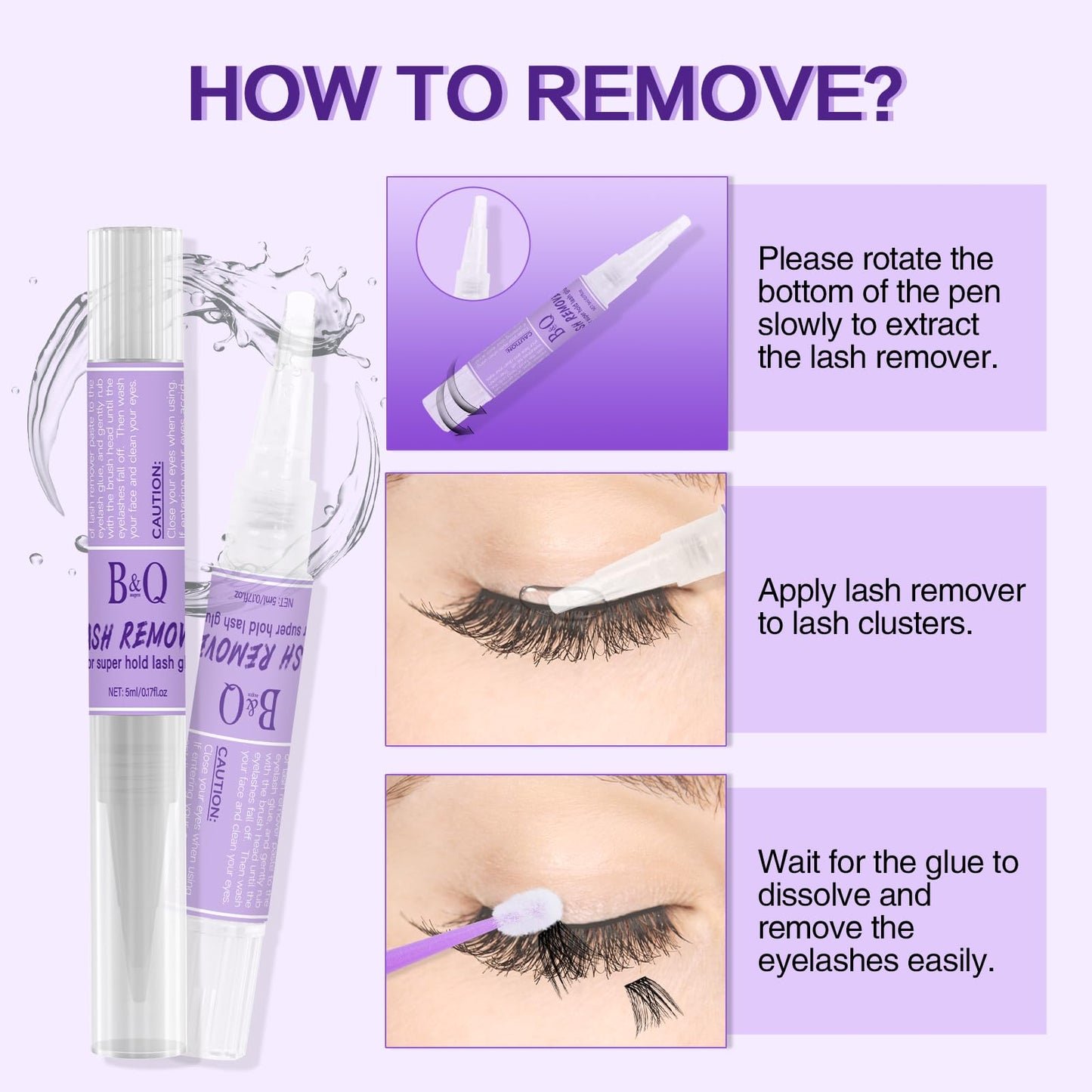 B&Q Lash Glue for Eyelash Clusters 8ML Eyelash Glue Super Lasting 7+ Days Eyelash Extension Glue Kit Waterproof Lash Extension Glue for Lash Clusters Black Lash Cluster Glue Fast Drying at Home(CNDJ)