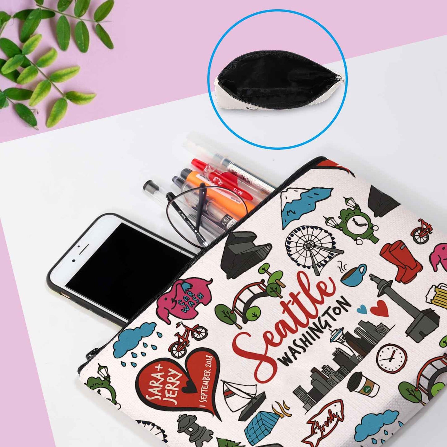 GJTIM Seattle Washington Gift Souvenir Welcome Bag Travel Zipper Pouch for Traveller