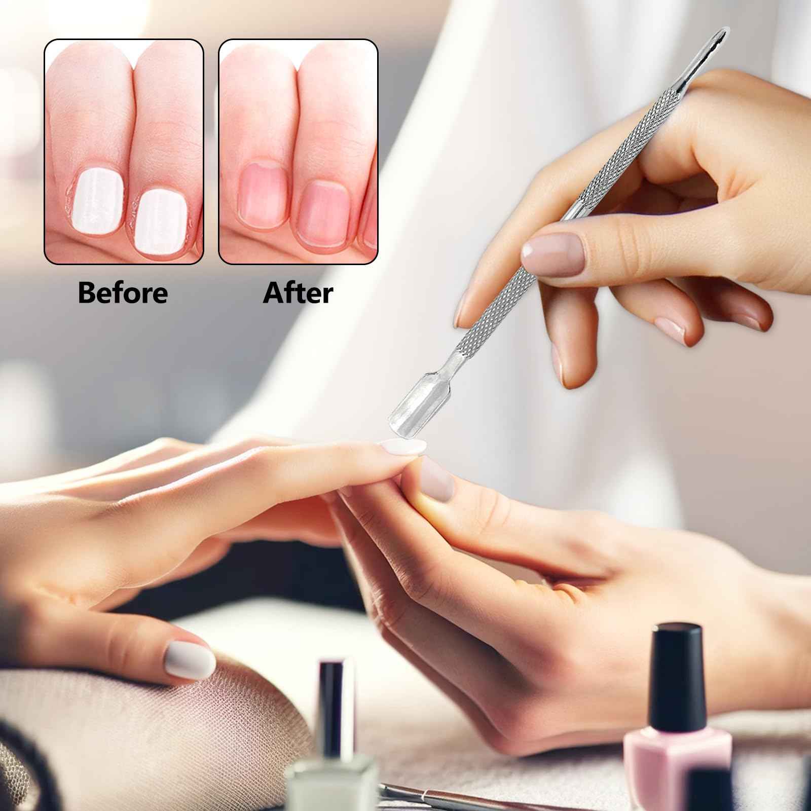 5-Piece Dual-Sided Cuticle Pusher Set - Professional Stainless Steel Manicure Pedicure Nail Care Tools