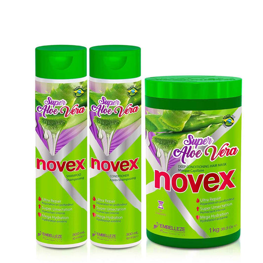 NOVEX Shampoo 10.1oz + Conditioner 10.1oz + Mask 35oz Set (Aloe Vera)