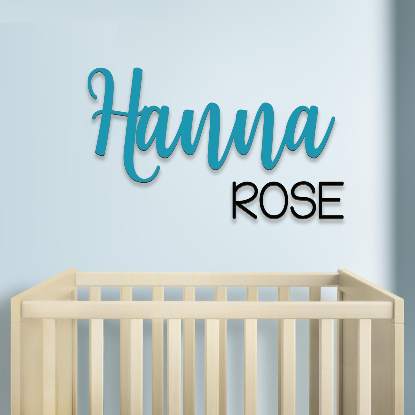 Custom Wood Name Sign For Nursery, 1/3-INCH THICKNESS, Boho Nursery Sign, Family Name Signs, 3D Wall Art for Children & Kids Rooms, Baby Shower, First birthday gift (First + Middle Name)