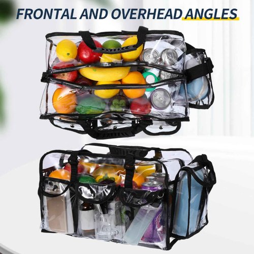 Abbylike 2 Pcs Large Professional Clear PVC Travel Makeup Bag with 4 External Pockets and Shoulder Strap Zippered Toiletry Bags for Women(Black)