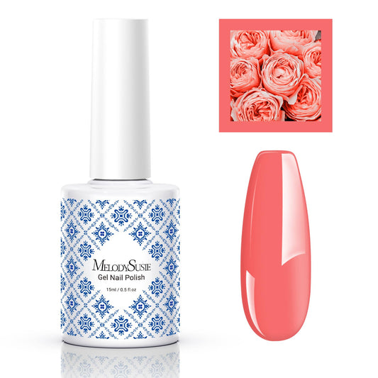 MelodySusie Fleurwee Plant-based UV Gel Nail Polish, Hema Free, 21 Non-Toxic, Coral Orange P25 Long Lasting No Chip, Summer Color 2024 Finger Toe Nail Polish, Nail Art Salon Manicure at Home 0.5 Fl Oz