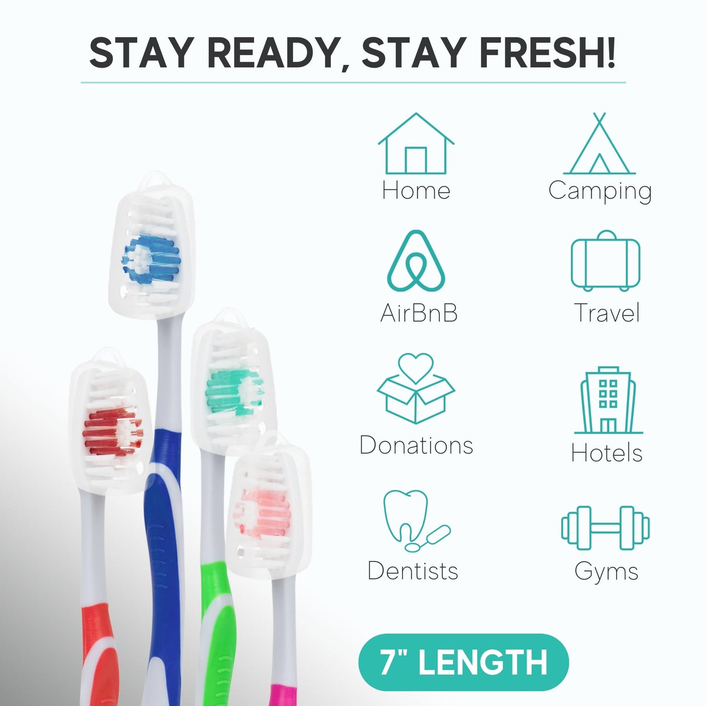 240 Pack Bulk Toothbrushes w/Cover Caps, Individually Wrapped Disposable Travel Toothbrush, Value Size, Long Lasting 3+ Months, Med-Soft Manual Teeth Brush Bristles, 4 Colors (Red Green Blue Pink)