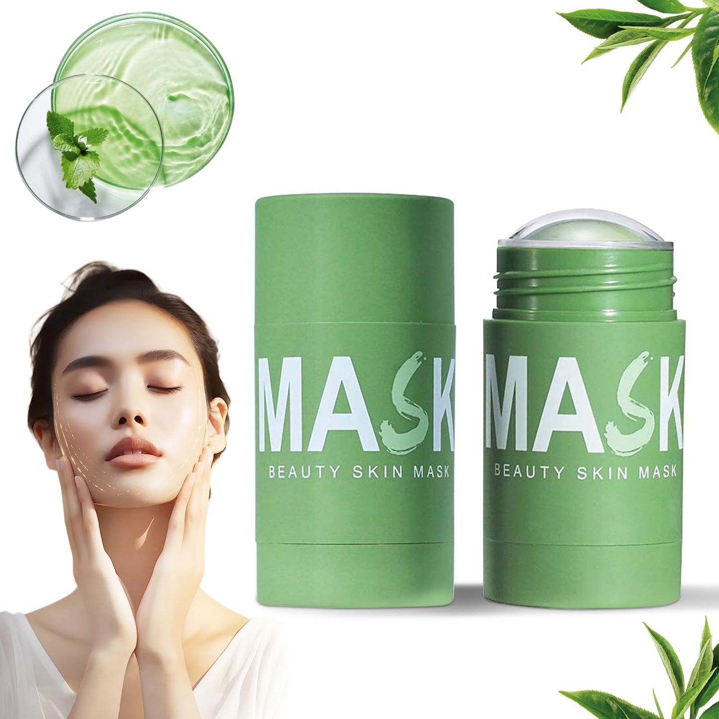 Generic 2pcs-green tea deep cleanse mask stick,2024 new green tea deep cleanse mask,green tea mask stick,green mask stick,green tea mask,green tea mask stick blackhead remover,elisenfy green tea mask