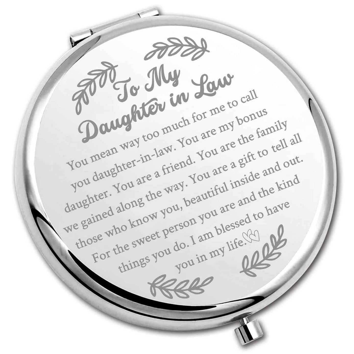 PLITI Daughter in Law Compact Mirror from Mother in Law Father in Law to My Daughter in Law Wedding Pocket Mirror (Daughter in Law CM)