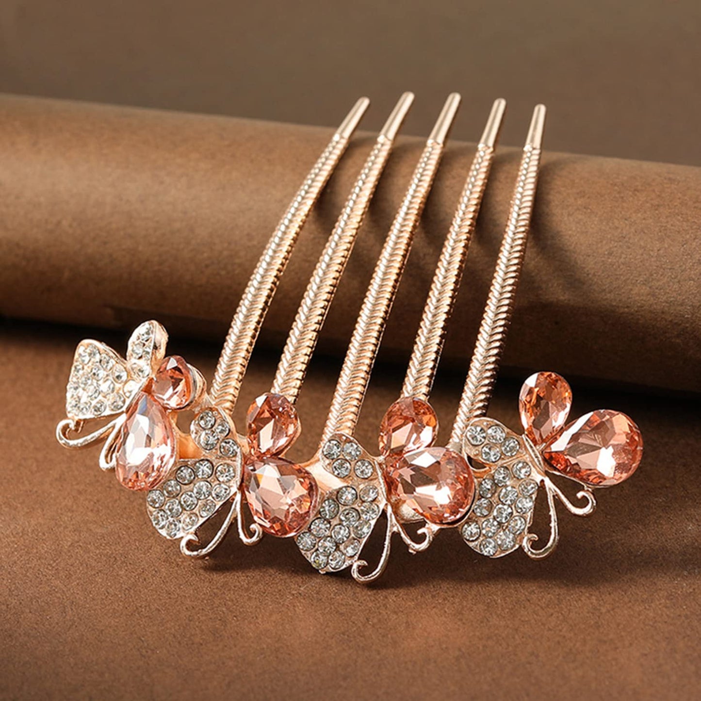 Xerling Rhinestone Butterfly Hair Comb for Women - Decorative Crystal Side Comb Piece for Bride Wedding, Bridal Hair Jewelry (Champagne A)