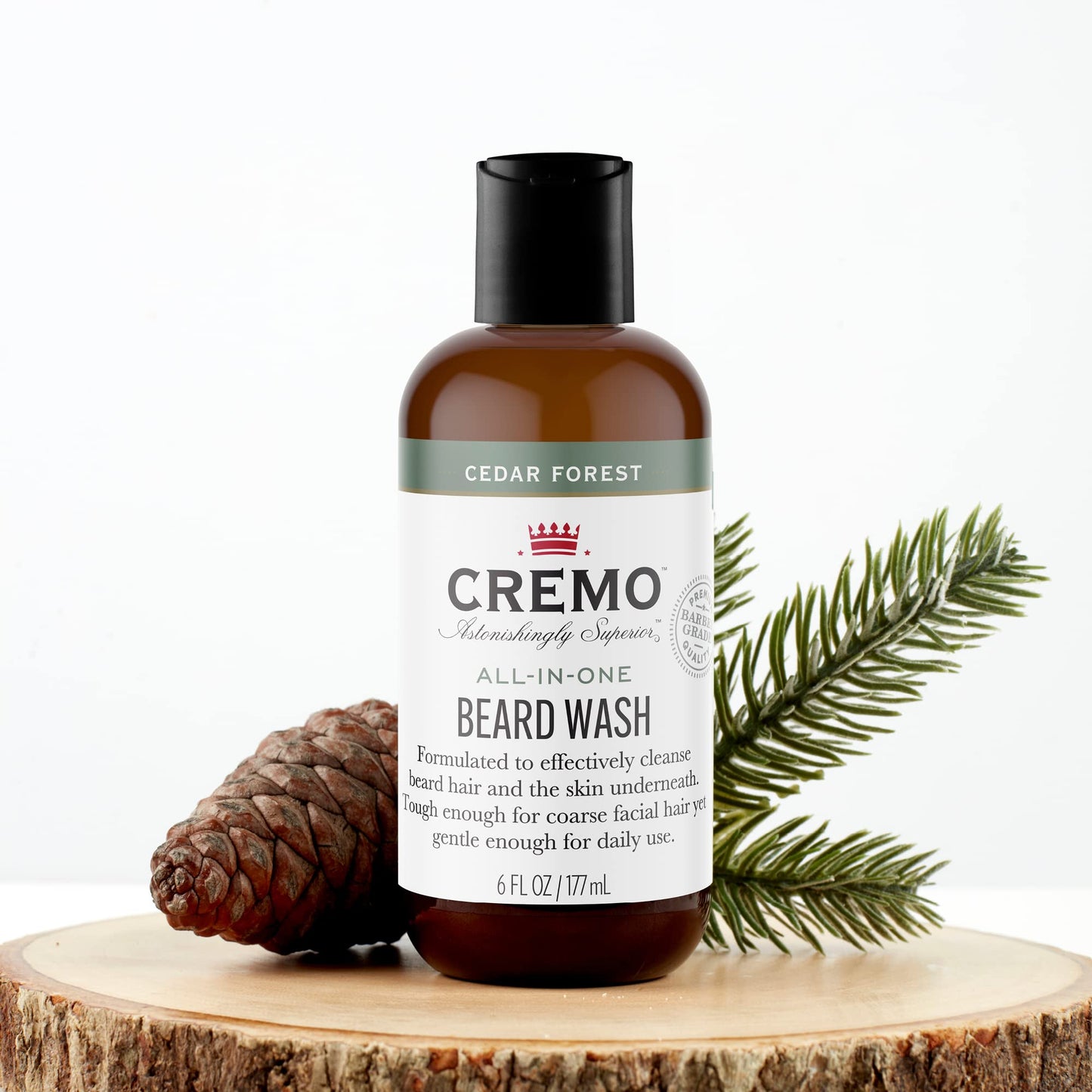 Cremo Cedar Forest All-In-One Beard and Face Wash, Specifically Designed To Clean Coarse Facial Hair, 6 Fluid Oz