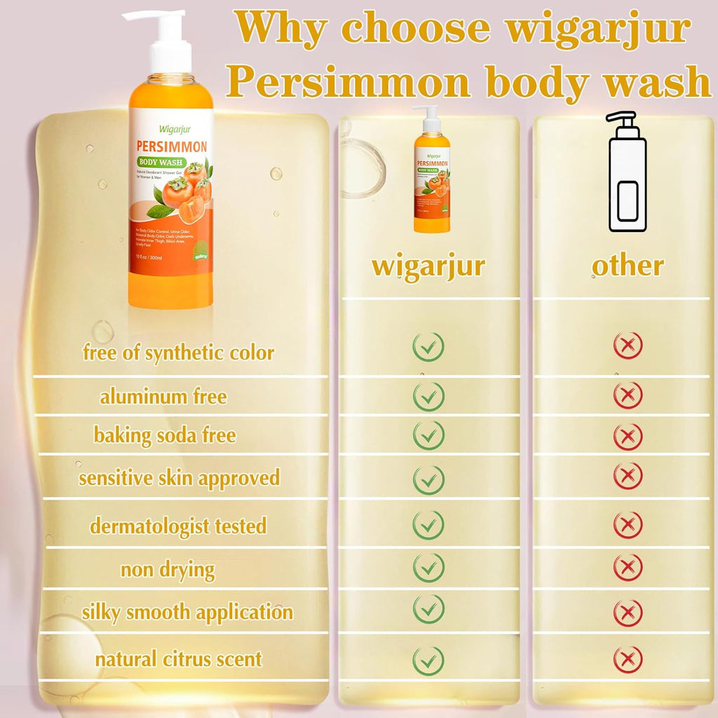 Persimmon Body Wash & Deodorant Bar Soap for Strong Odor Relief | Natural Cleansing with Green Tea Extract
