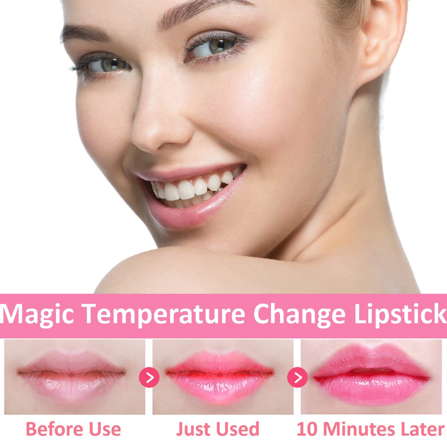 2 Pack Crystal Flower Jelly Lipstick,Magic Color Changing Lipstick,PH Clear Temperature Color Changing Lip Gloss,Lip Balm,Long Lasting Nourishing Moisturizing Lip Stick Set G