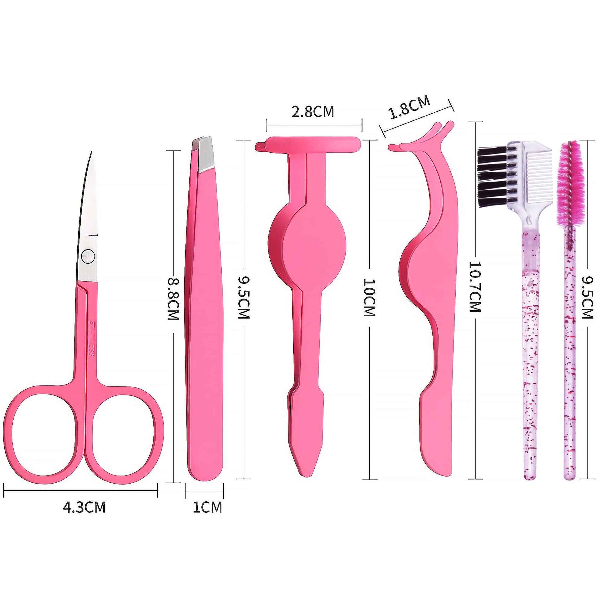 6Pcs Portable Eyelash Curlers Applicator Tool, Eyebrow Tweezer Scissor Comb Eye Brow Grooming Clippers Fake Lash Brush for Women