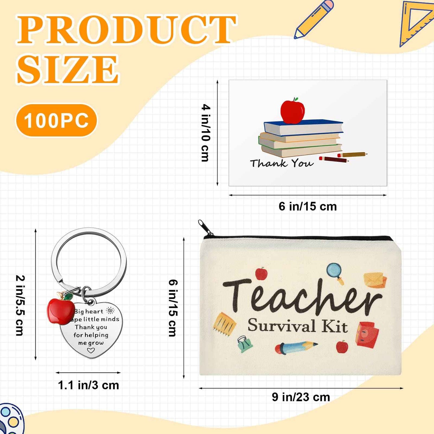 Amylove 20 Sets Christmas Teacher Gifts Bulk, Teacher Makeup Bags, Bracelets, Hair Ties, Cards, Keychains Xmas Stocking Stuffers Valentine's Day Appreciation Gifts